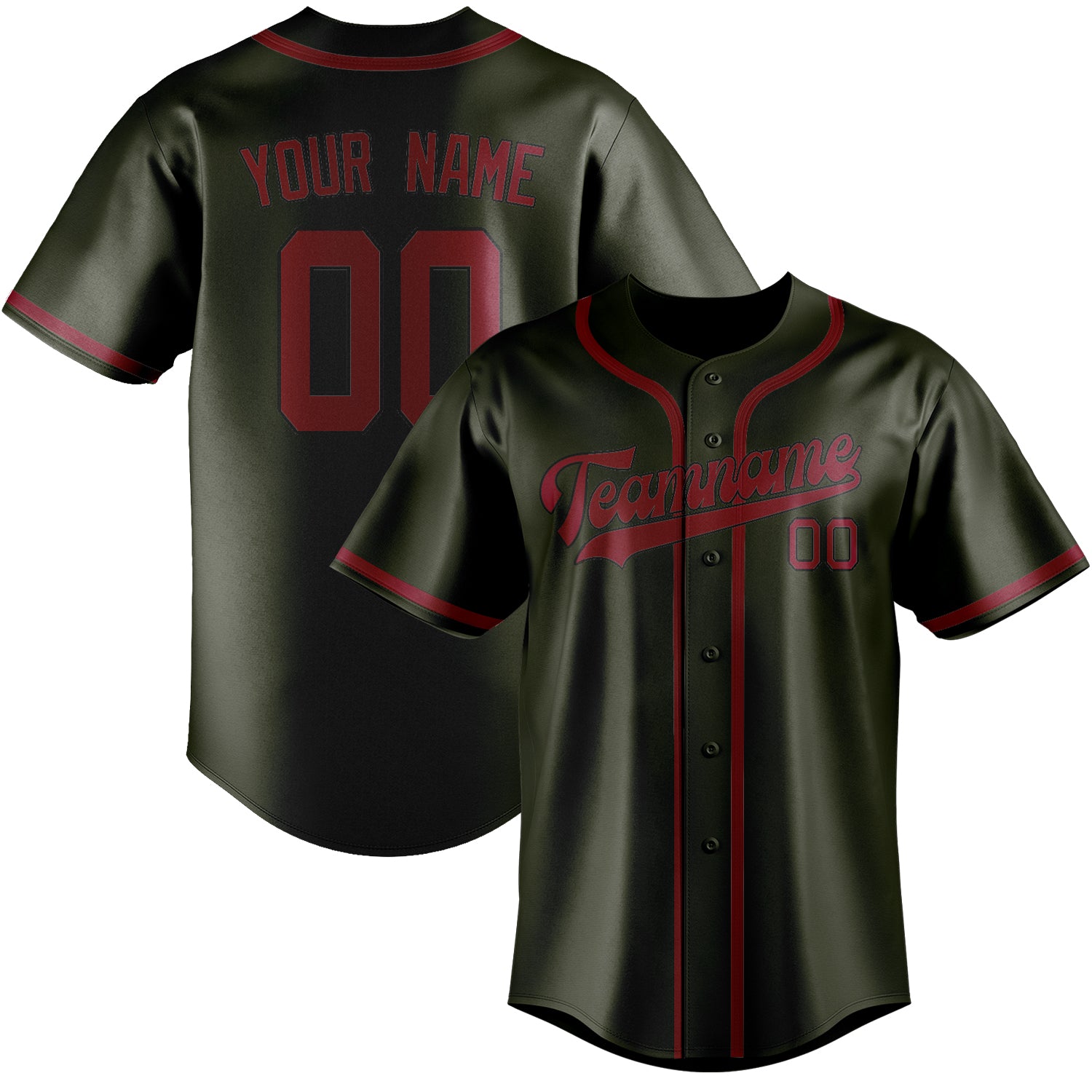 Benutzerdefiniertes Professionelles Dunkles Oliv Karmesinrot Baseballtrikot