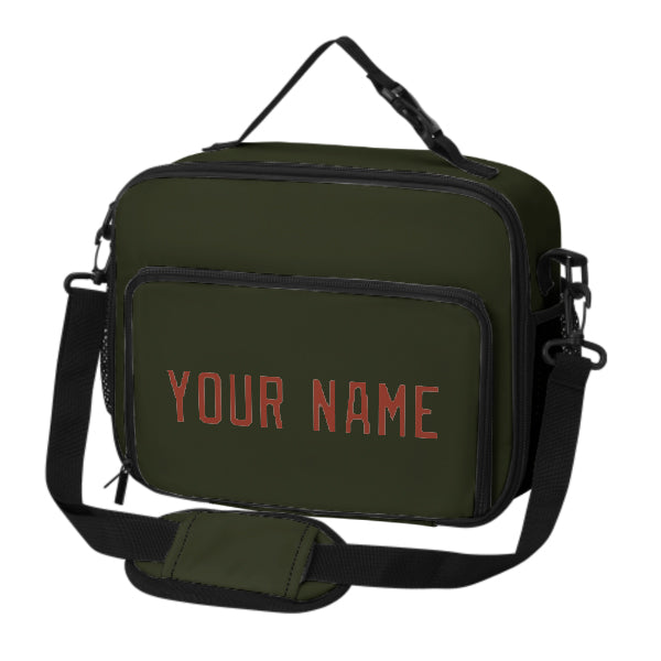 Maßgeschneidertes Dunkles Oliv Coral Red Lunch-Tasche