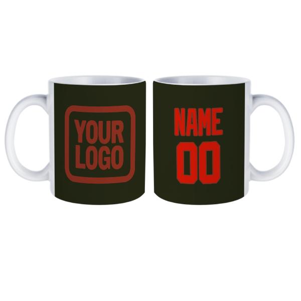 Tazza personalizzata arancione oliva scuro e rossa