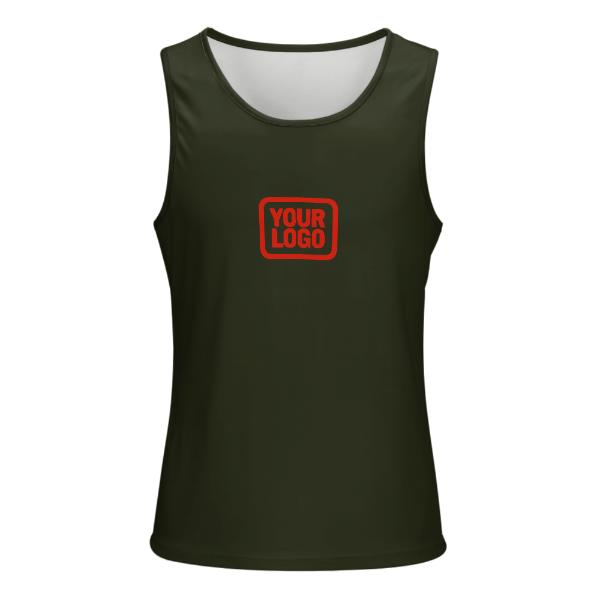 Maßgeschneidertes Dunkles Oliv Orangerot Herren Tanktop