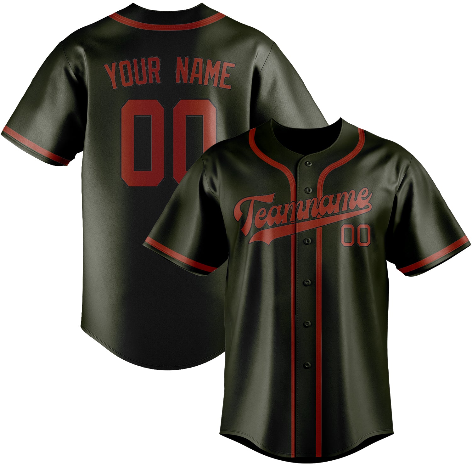 Benutzerdefiniertes Professionelles Dunkles Oliv Korallenrot Baseballtrikot