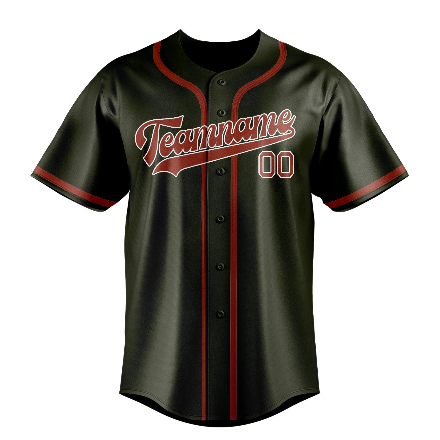 Benutzerdefiniertes Professionelles Dunkles Oliv Korallenrot Baseballtrikot