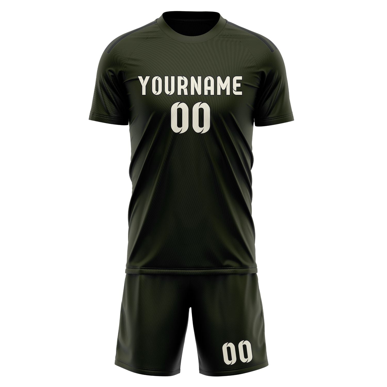 Maßgeschneidertes Professionelles Dunkles Oliv Beige Fußballtrikot-Set