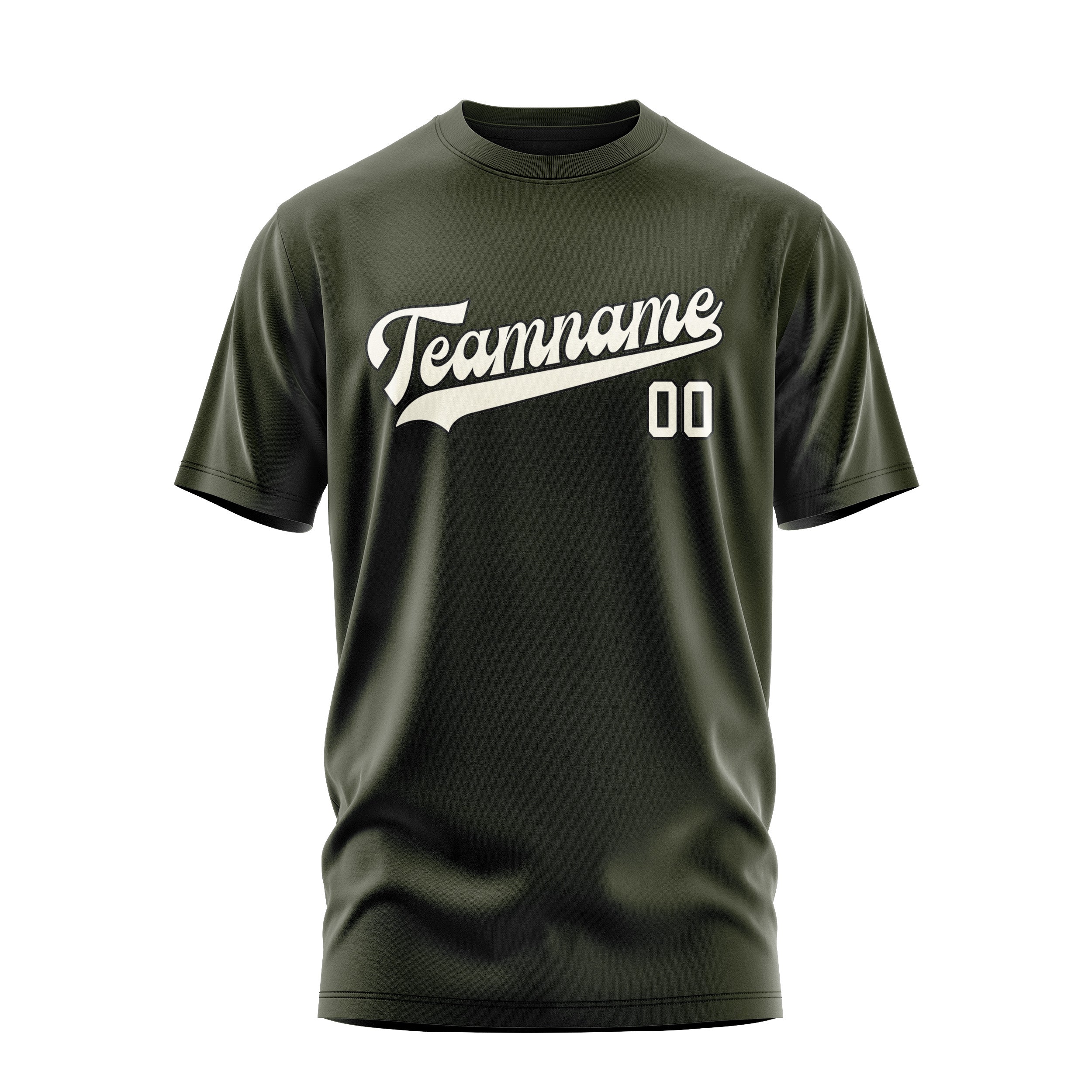 Maßgeschneidertes Dunkles Oliv Beige T-Shirt