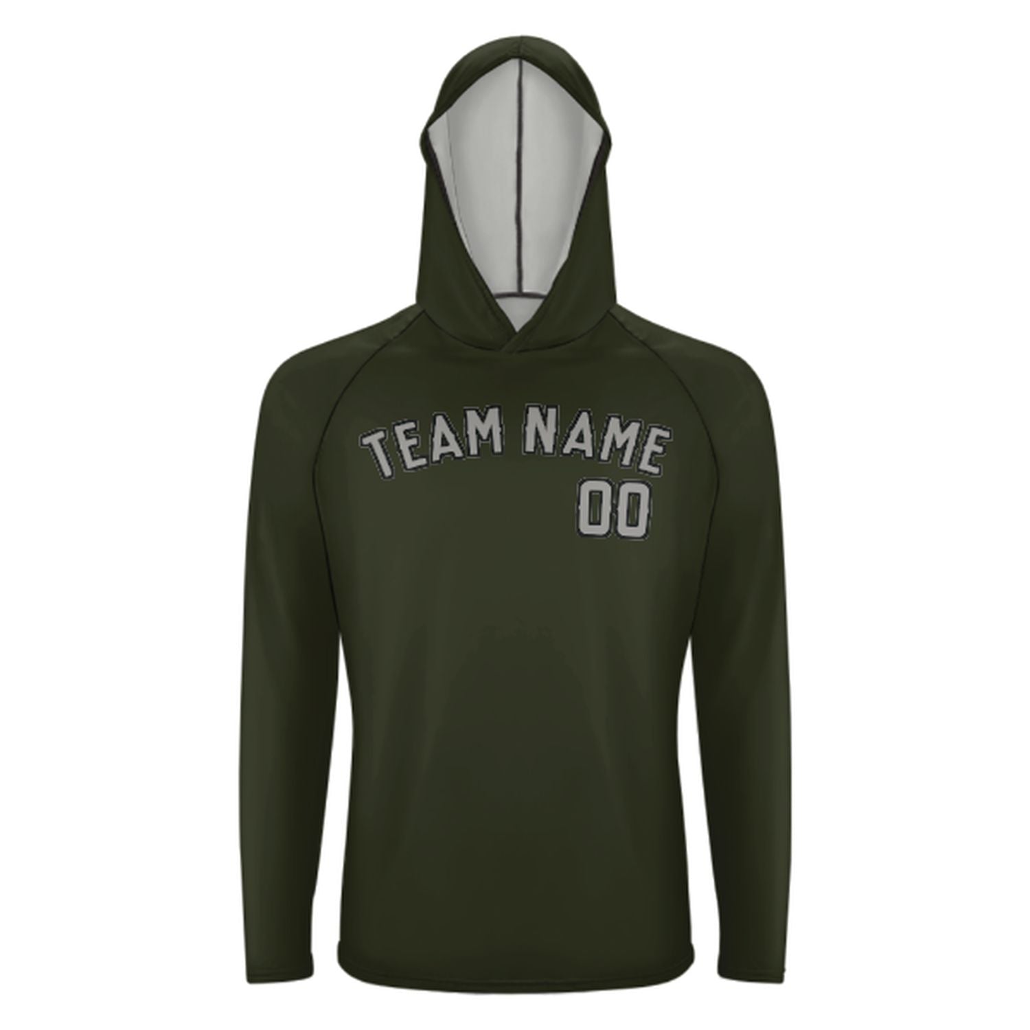 Maßgeschneidertes Dunkles Oliv Grau UV-Hoodie