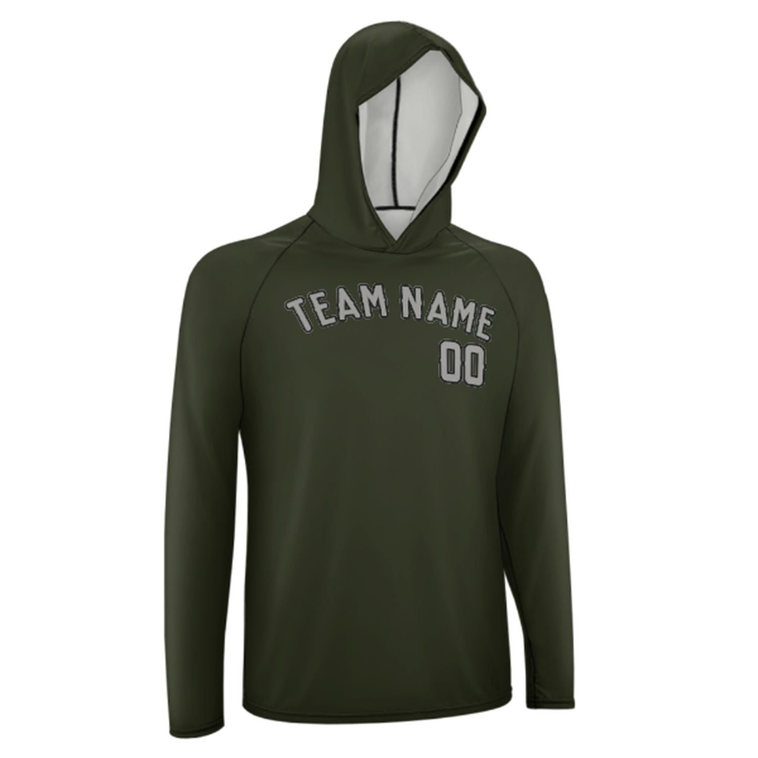 Maßgeschneidertes Dunkles Oliv Grau UV-Hoodie