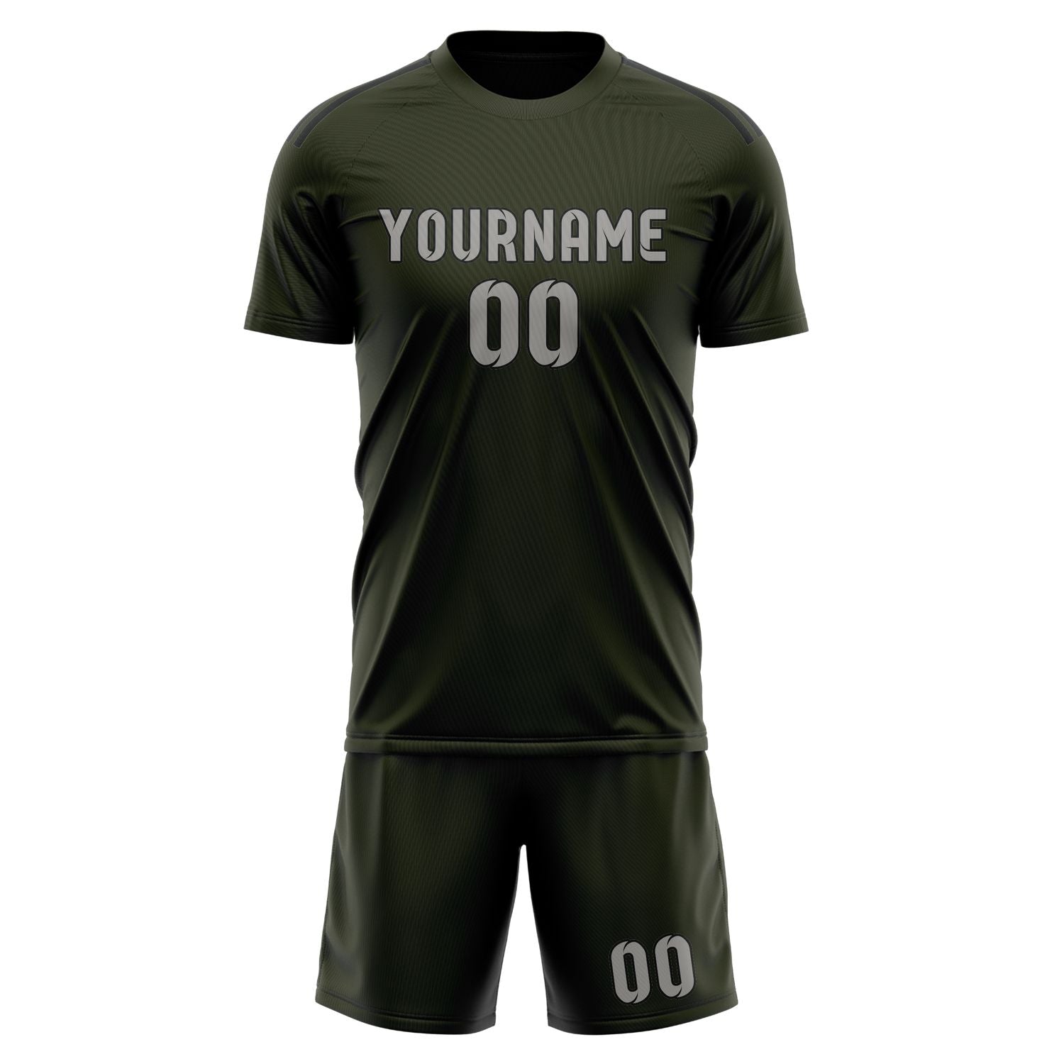 Maßgeschneidertes Professionelles Dunkles Oliv Grau Fußballtrikot-Set