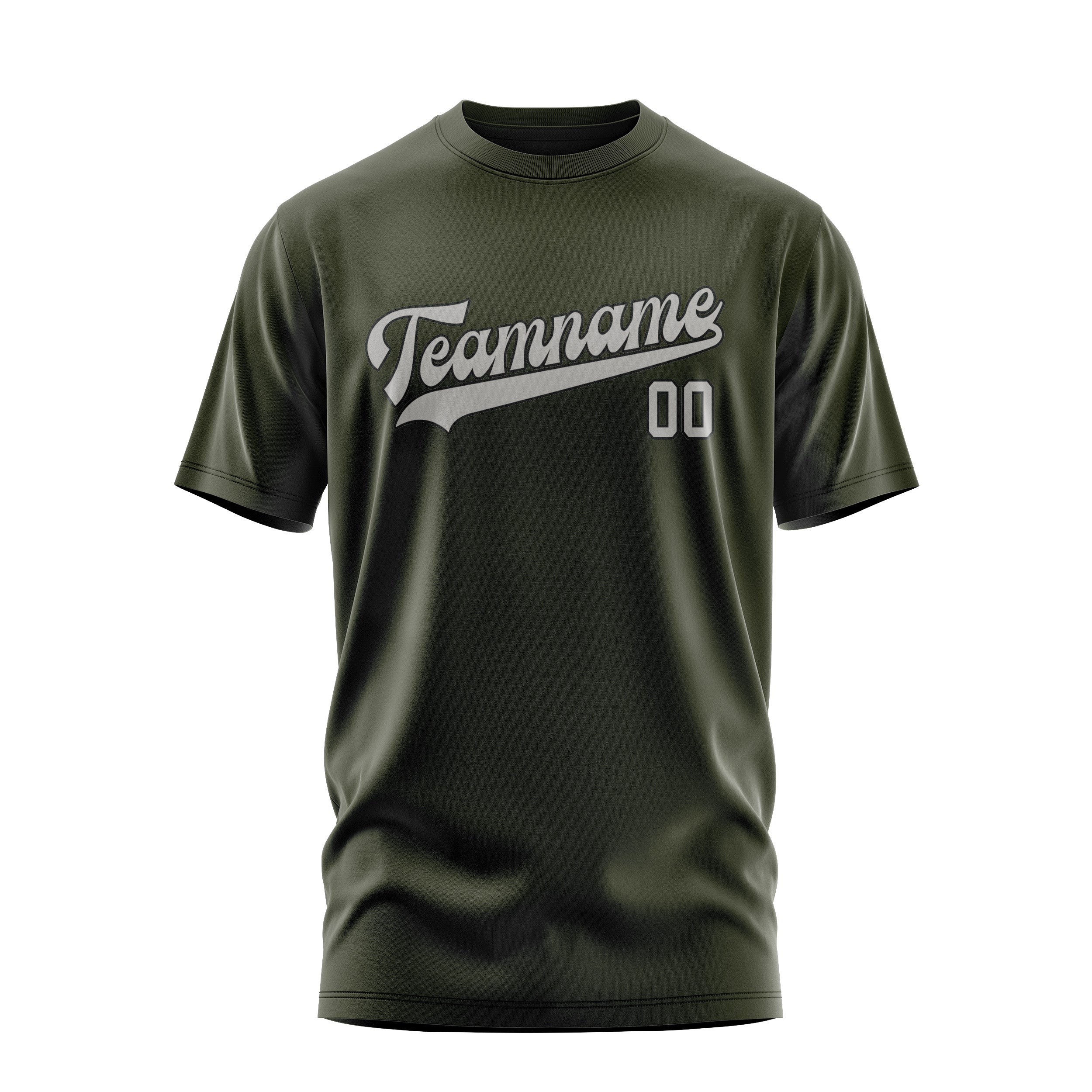 Maßgeschneidertes Dunkles Oliv Grau T-Shirt