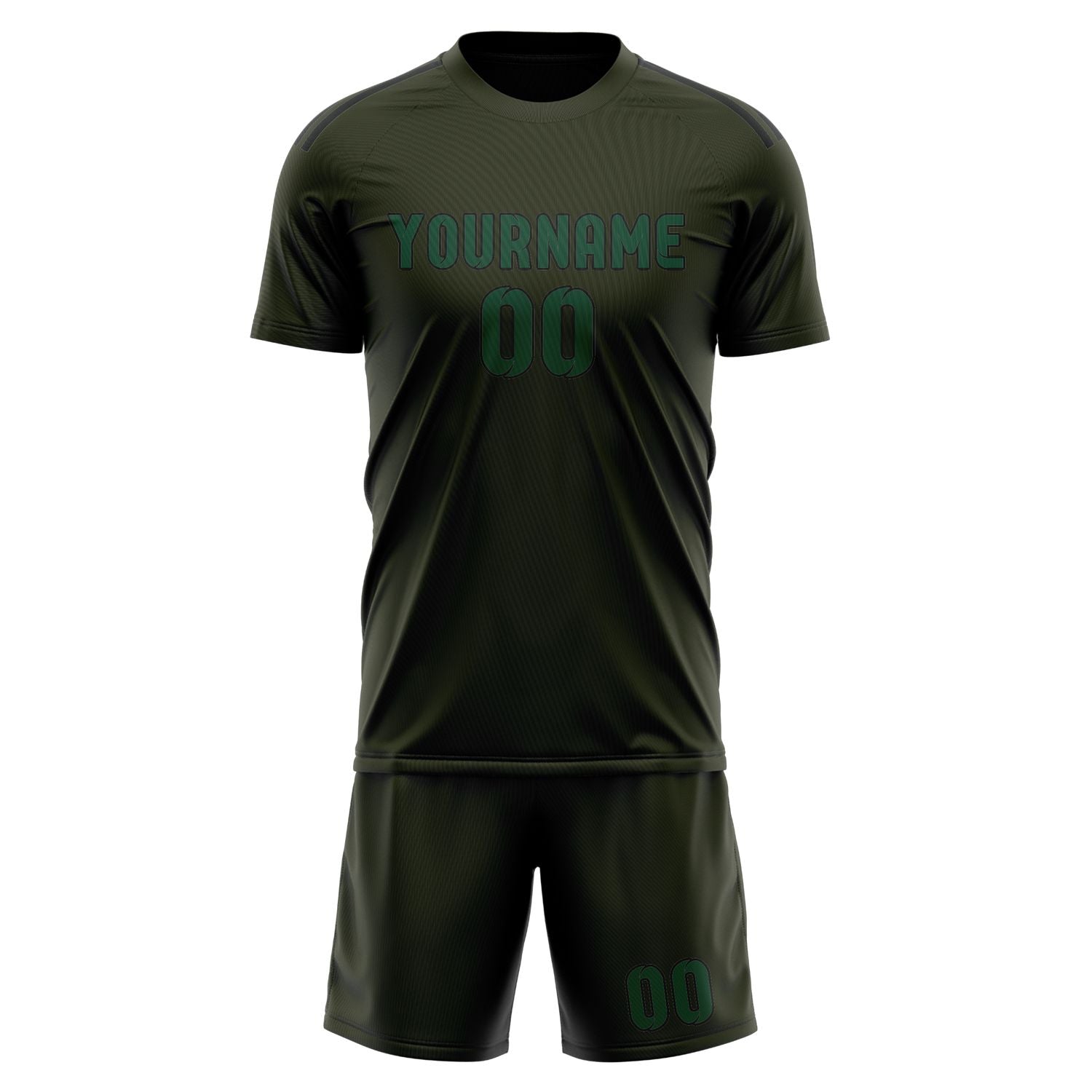 Maßgeschneidertes Professionelles Dunkles Oliv Moosgrün Fußballtrikot-Set