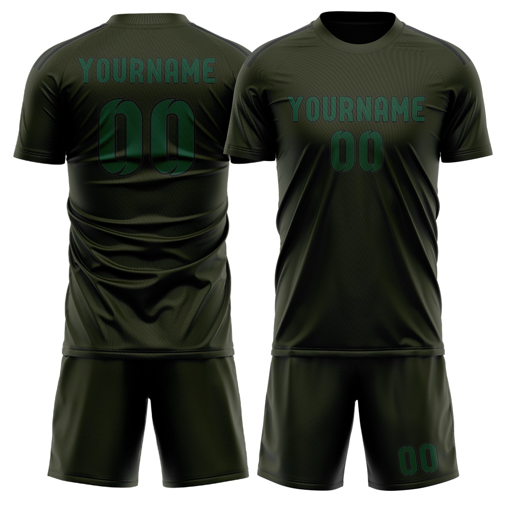Maßgeschneidertes Professionelles Dunkles Oliv Moosgrün Fußballtrikot-Set