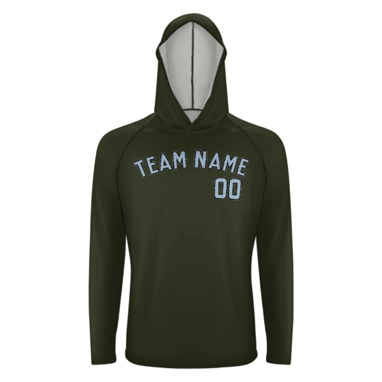 Maßgeschneidertes Dunkles Oliv Hellblau UV-Hoodie