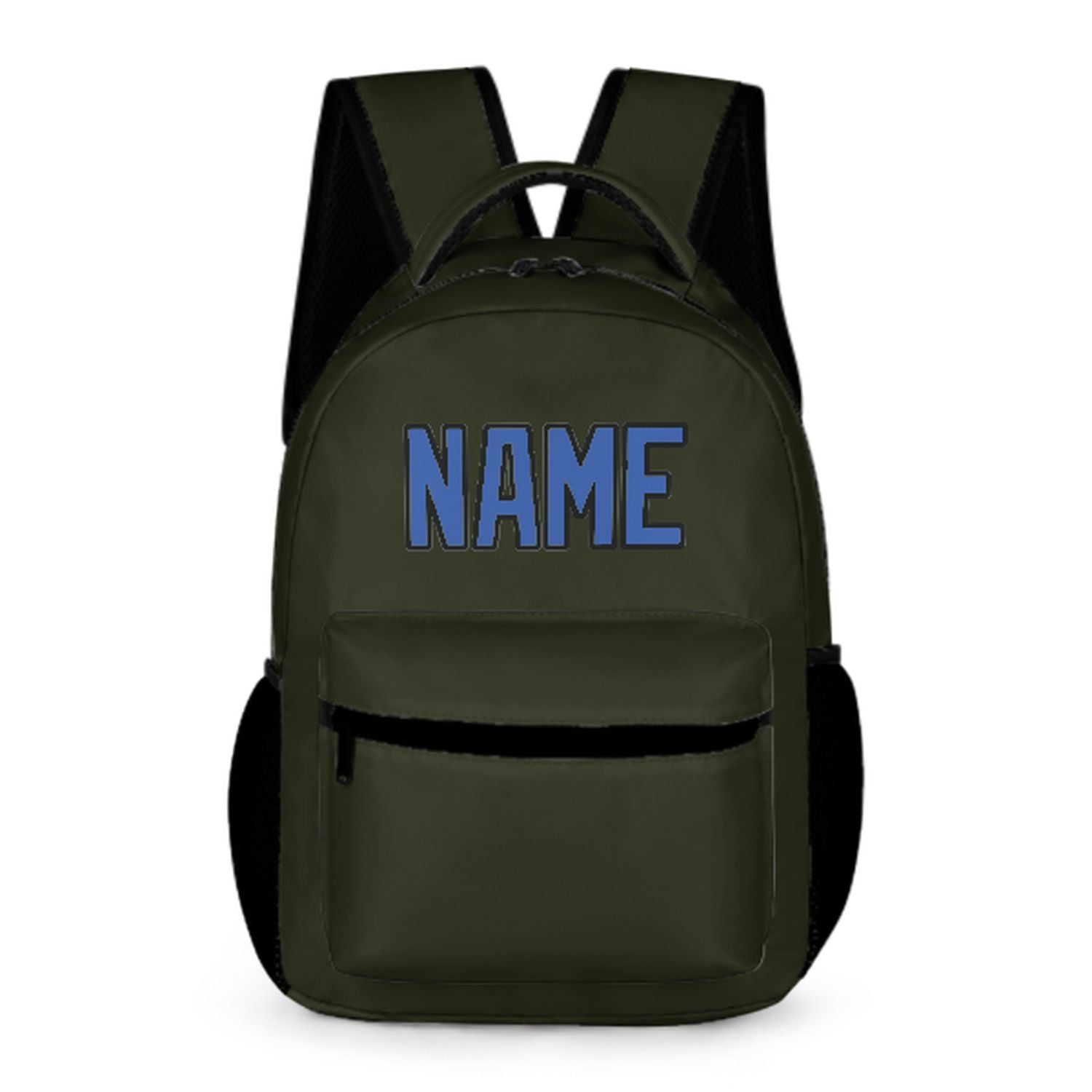 Zaino per bambini personalizzato color oliva scuro e azzurro cielo