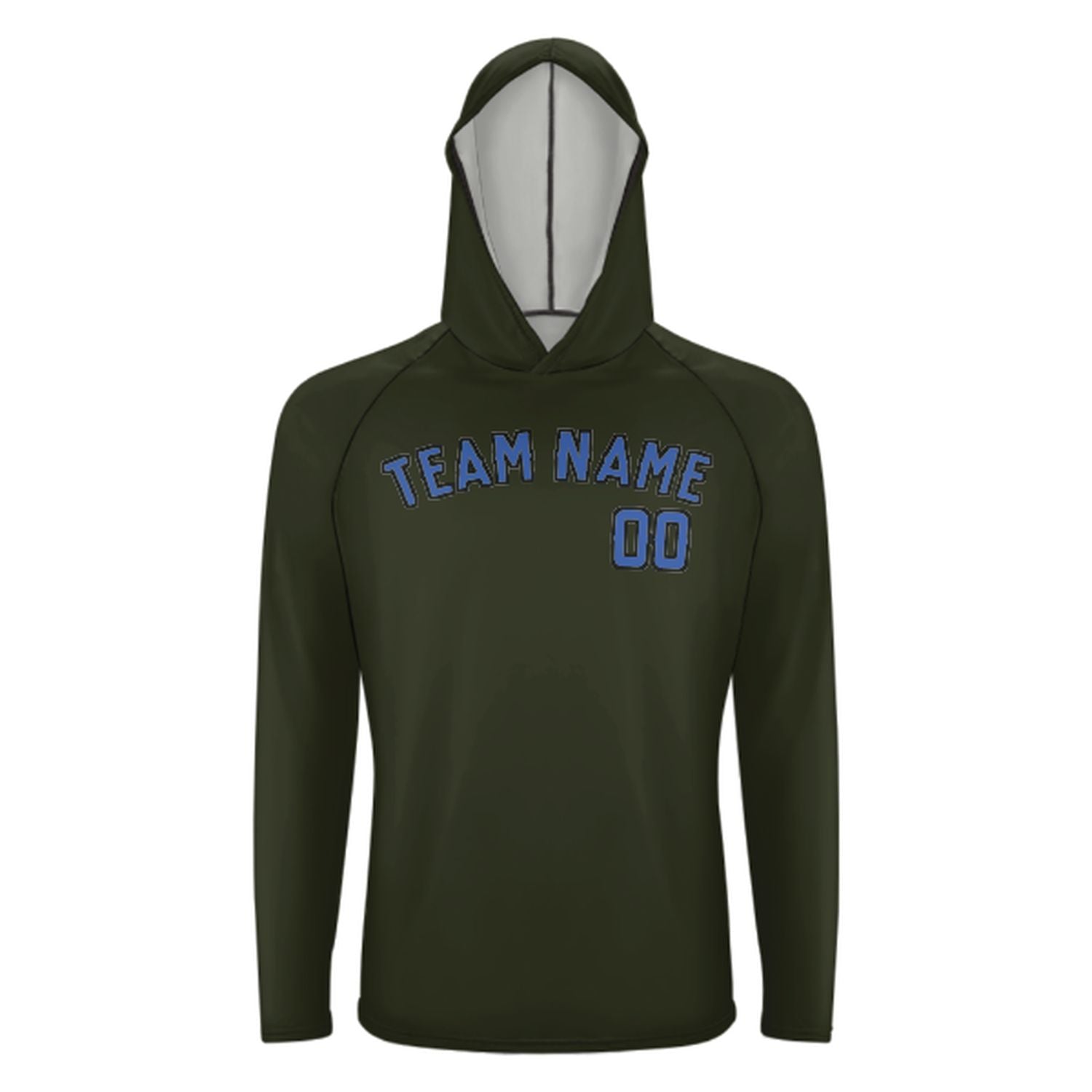 Maßgeschneidertes Dunkles Oliv Himmelblau UV-Hoodie