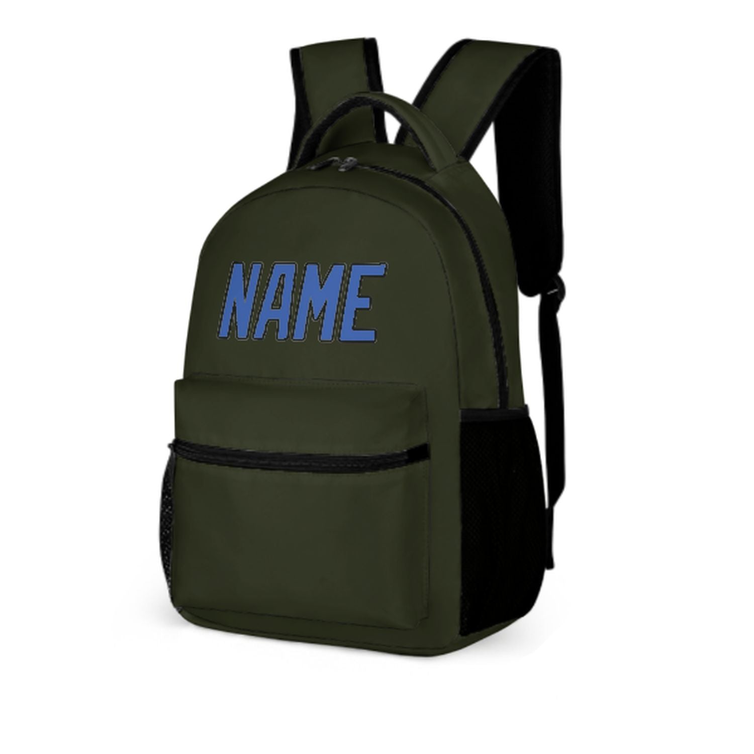 Zaino per bambini personalizzato color oliva scuro e azzurro cielo