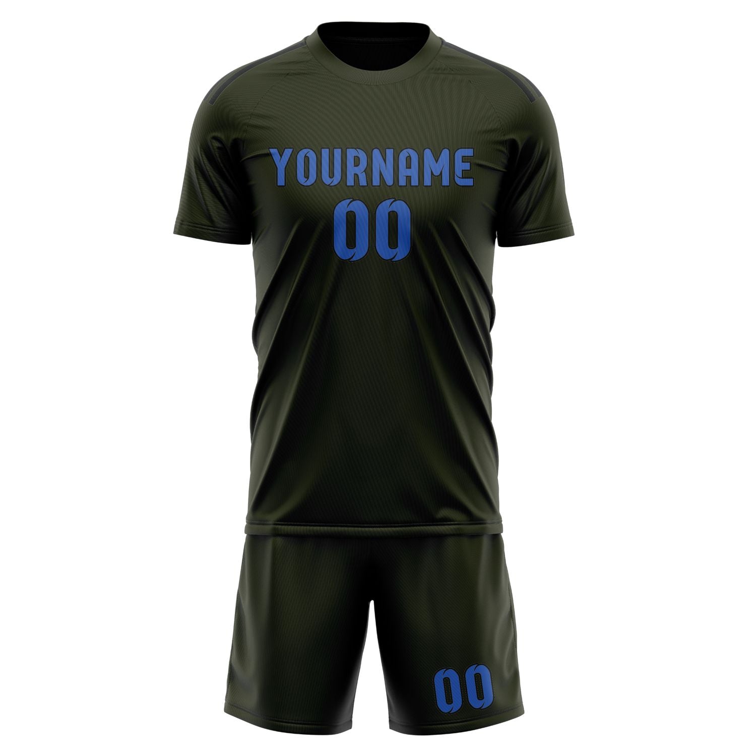 Maßgeschneidertes Professionelles Dunkles Oliv Himmelblau Fußballtrikot-Set
