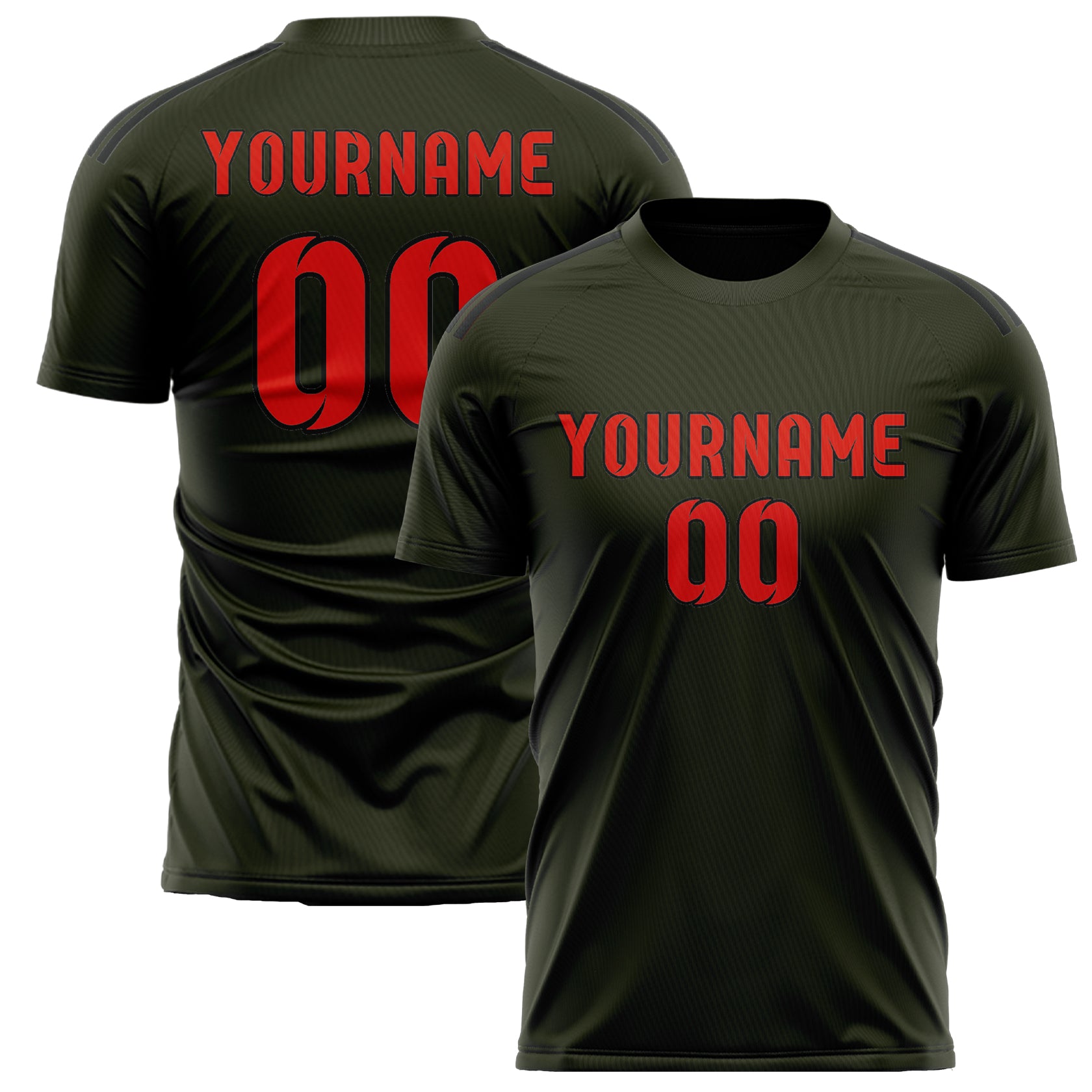 Benutzerdefiniertes Professionelles Dunkles Oliv Orangerot Fußballtrikot