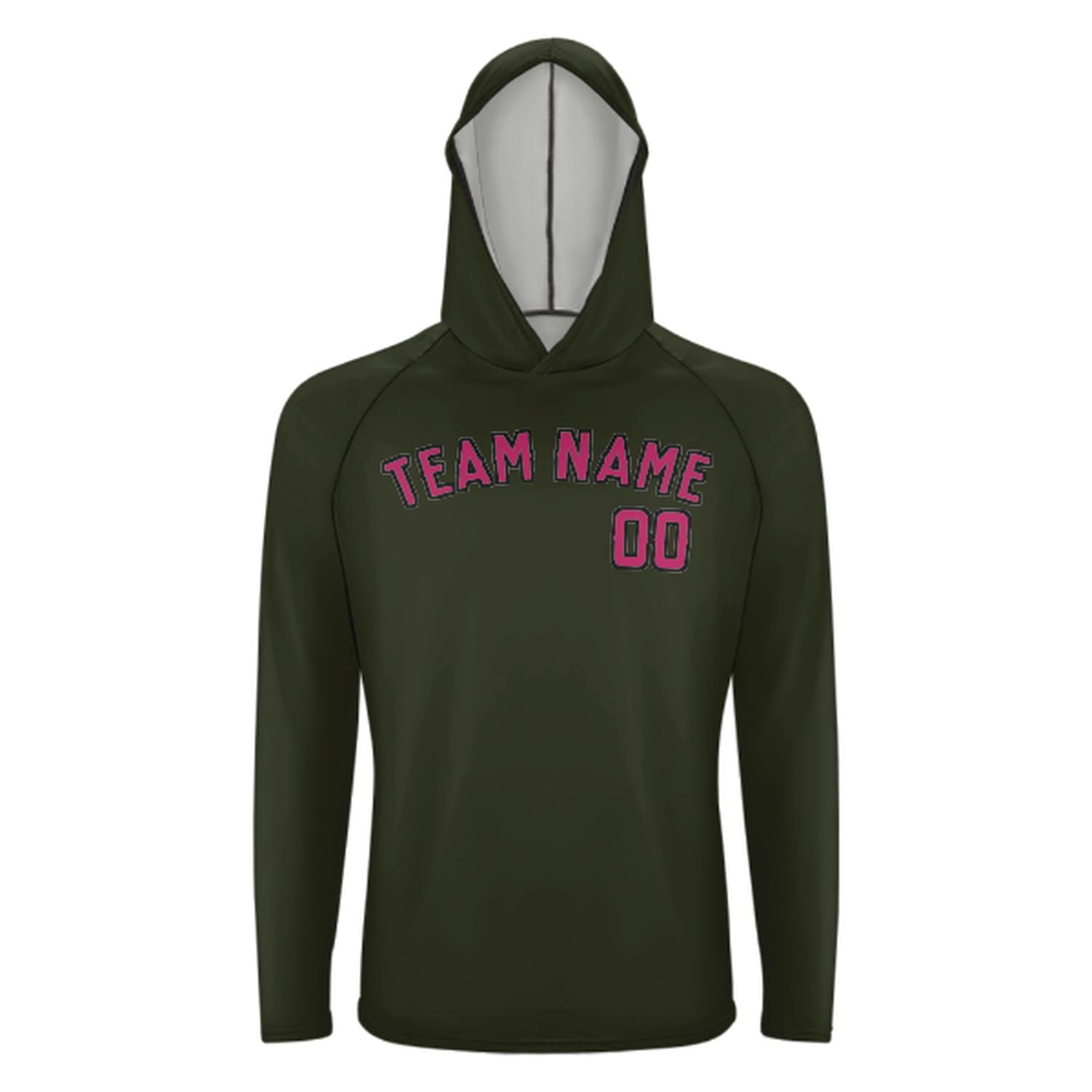 Maßgeschneidertes Dunkles Oliv Rosarot UV-Hoodie