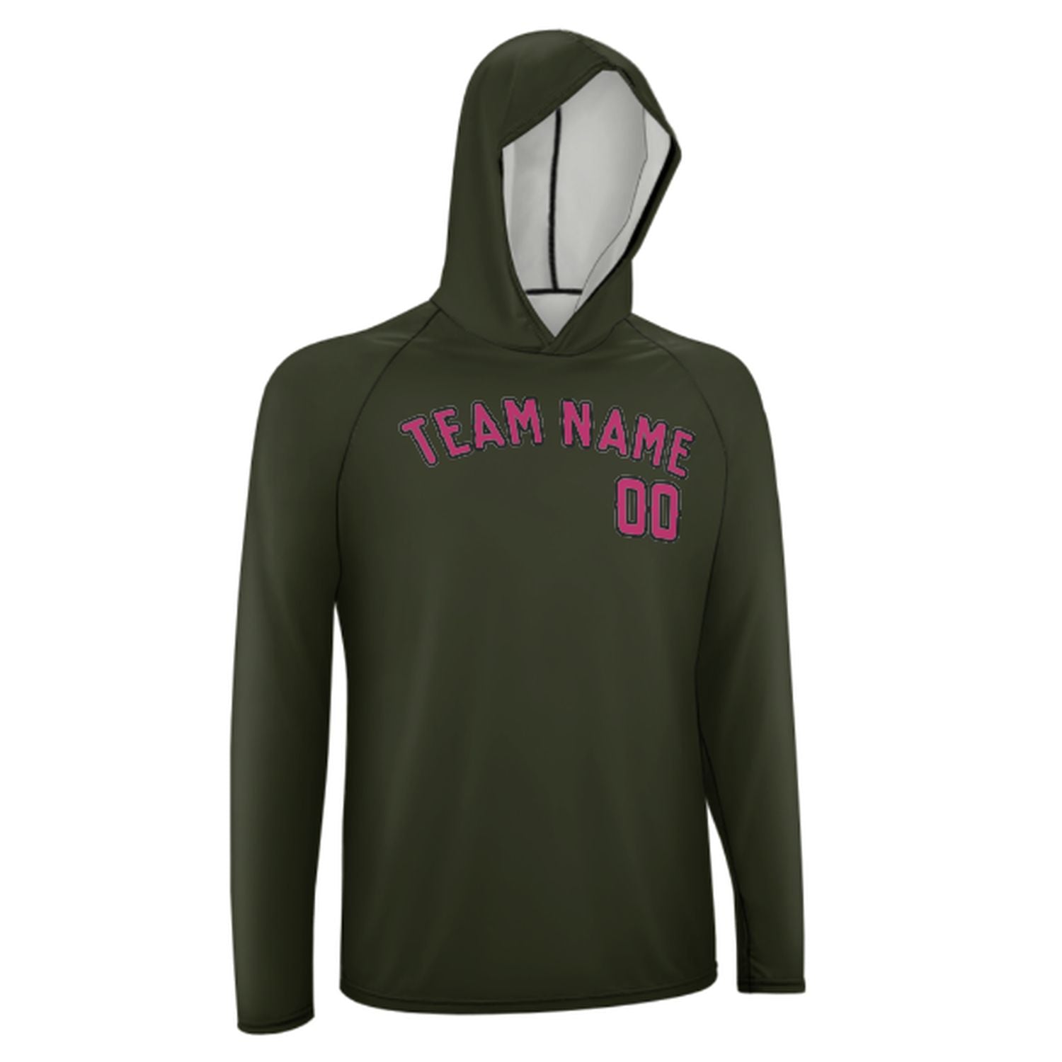 Maßgeschneidertes Dunkles Oliv Rosarot UV-Hoodie