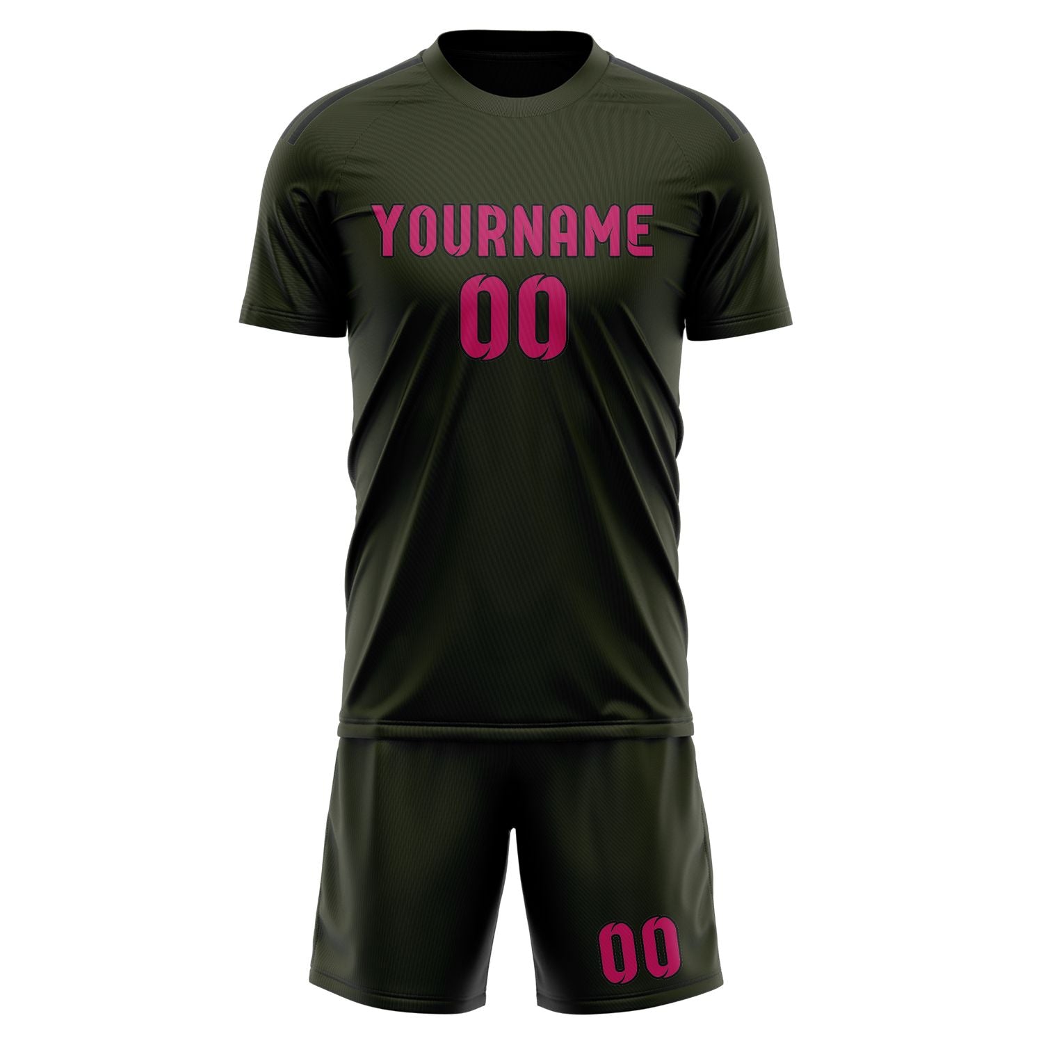 Maßgeschneidertes Professionelles Dunkles Oliv Rosarot Fußballtrikot-Set
