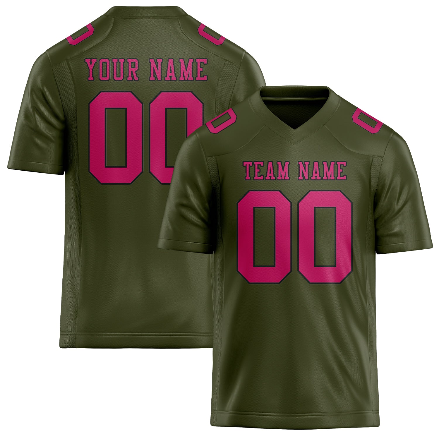 Maßgeschneidertes Professionelles Dunkles Oliv Rosarot Rugbytrikot