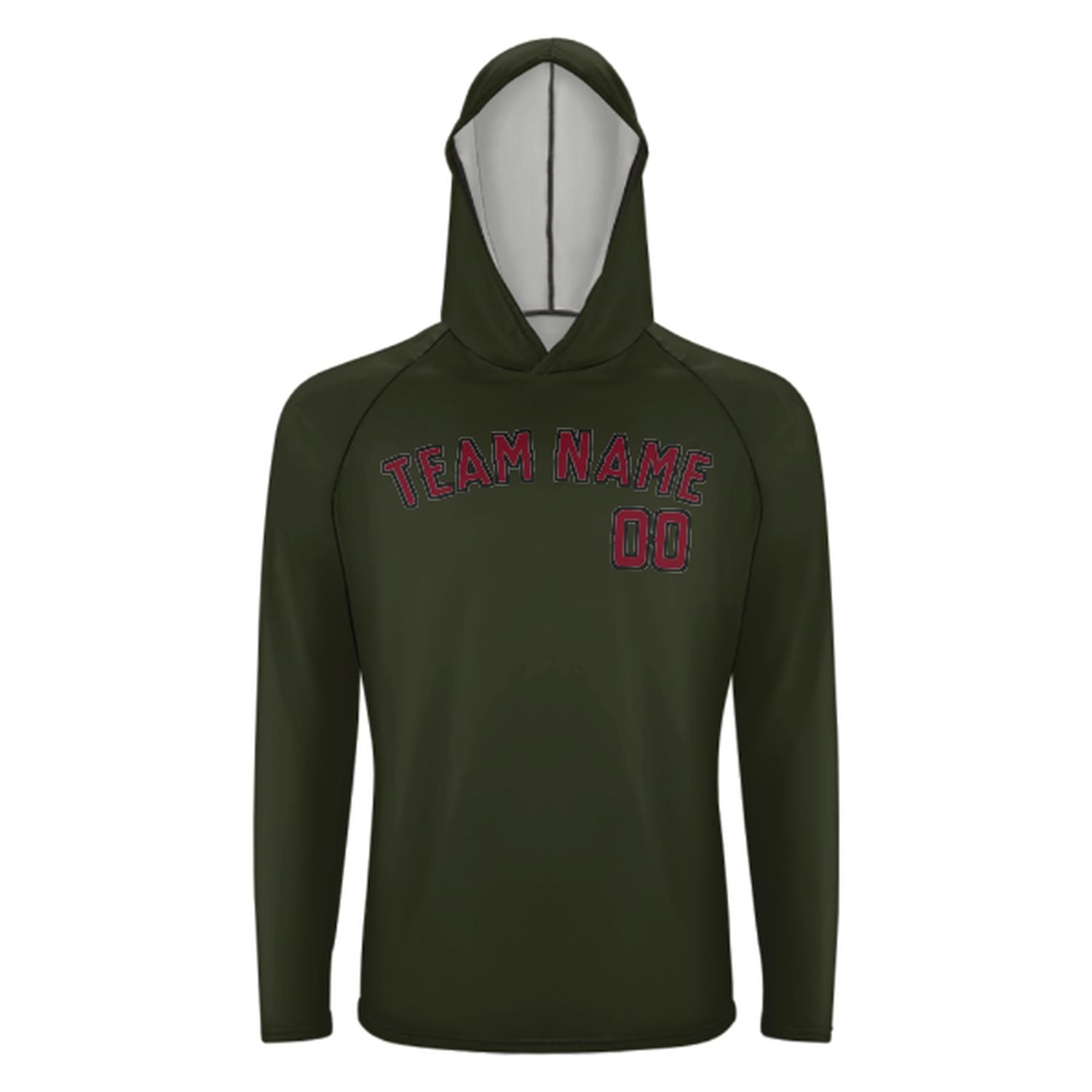 Maßgeschneidertes Dunkles Oliv Karmesinrot UV-Hoodie