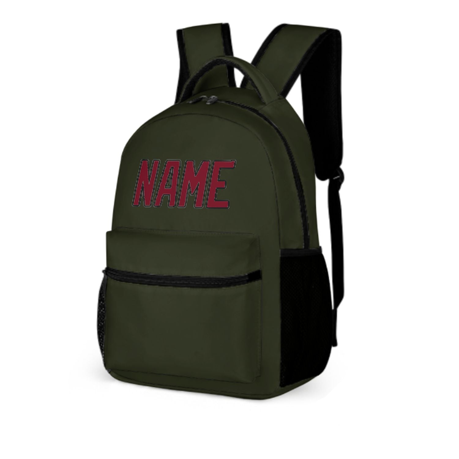 Zaino personalizzato per bambini color oliva scuro e cremisi