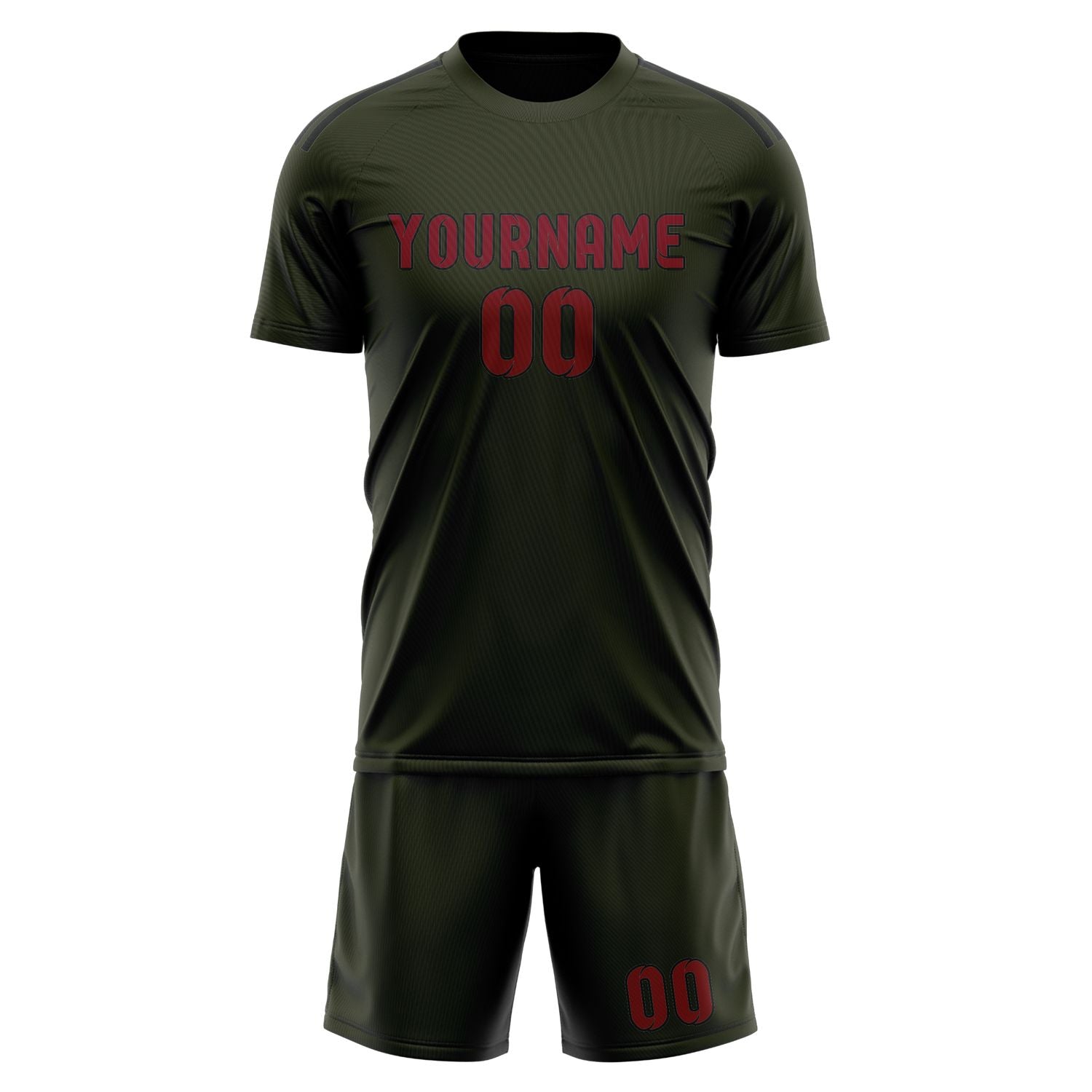 Maßgeschneidertes Professionelles Dunkles Oliv Karmesinrot Fußballtrikot-Set