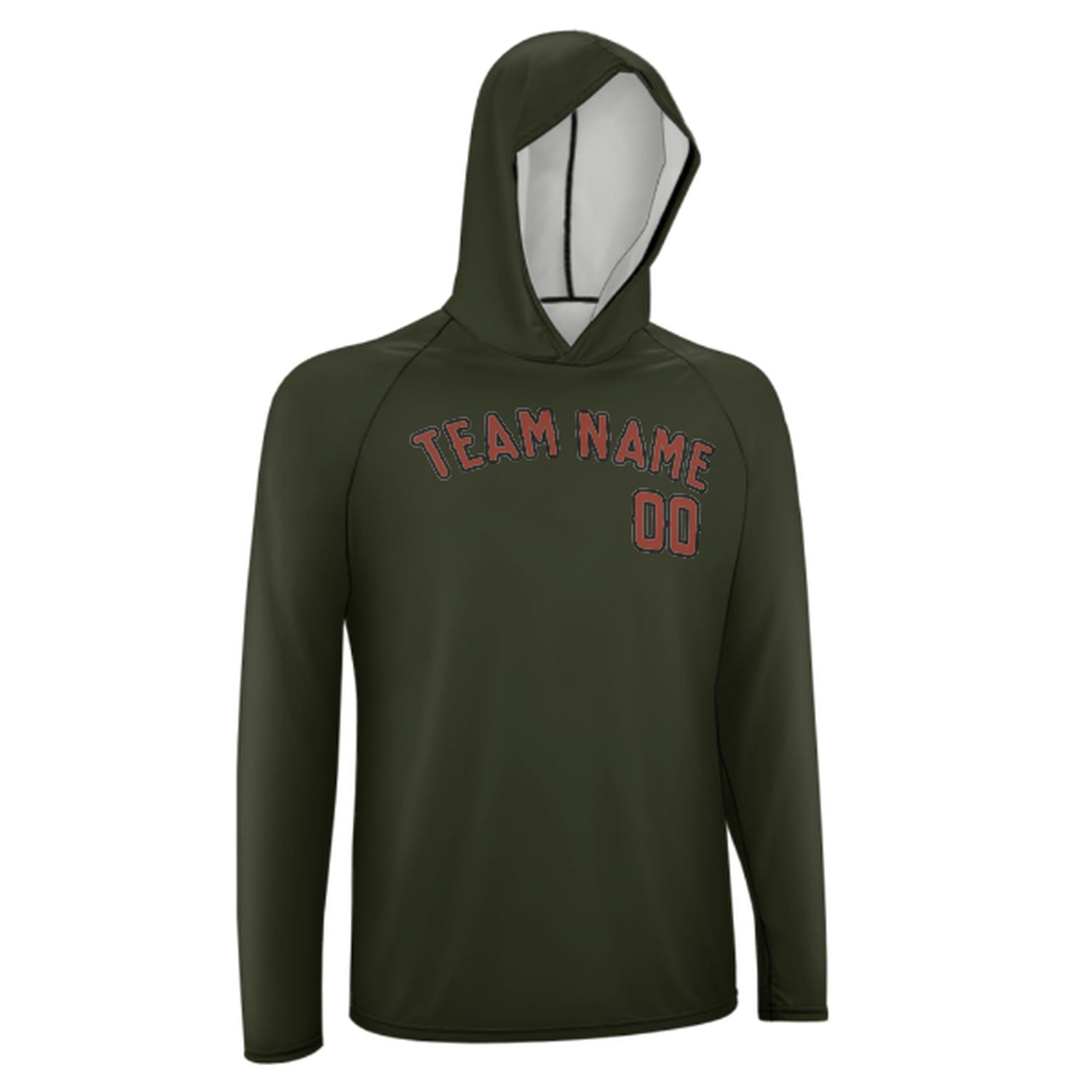 Maßgeschneidertes Dunkles Oliv Korallenrot UV-Hoodie