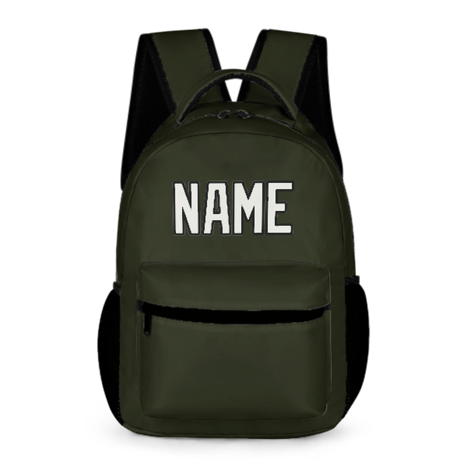 Zaino personalizzato per bambini color oliva scuro e bianco