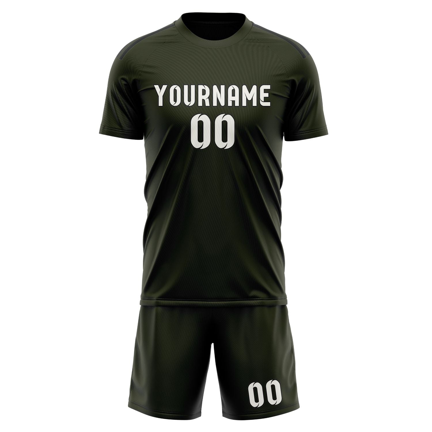 Maßgeschneidertes Professionelles Dunkles Oliv Weiß Fußballtrikot-Set