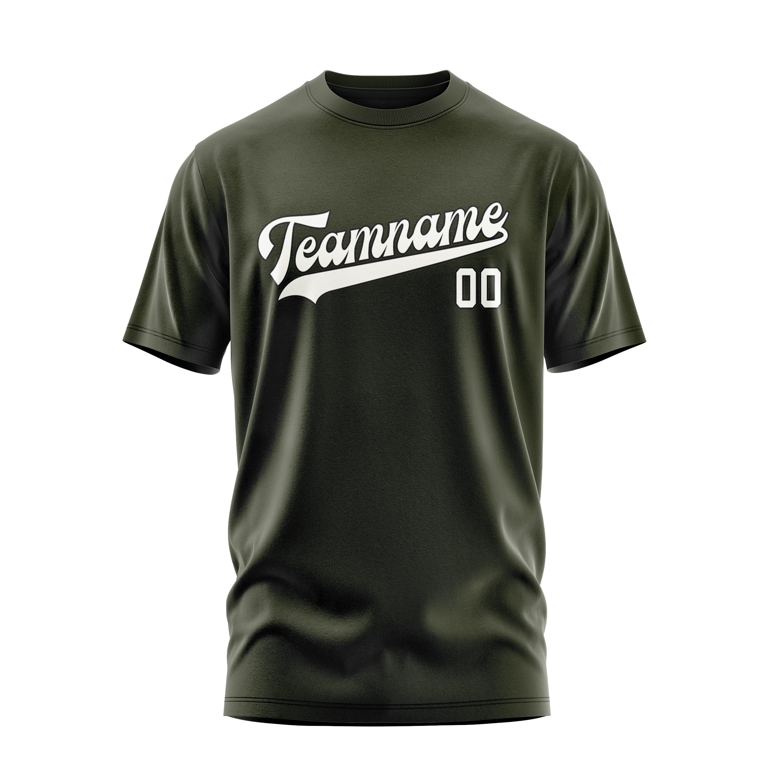 Maßgeschneidertes Dunkles Oliv Weiß T-Shirt