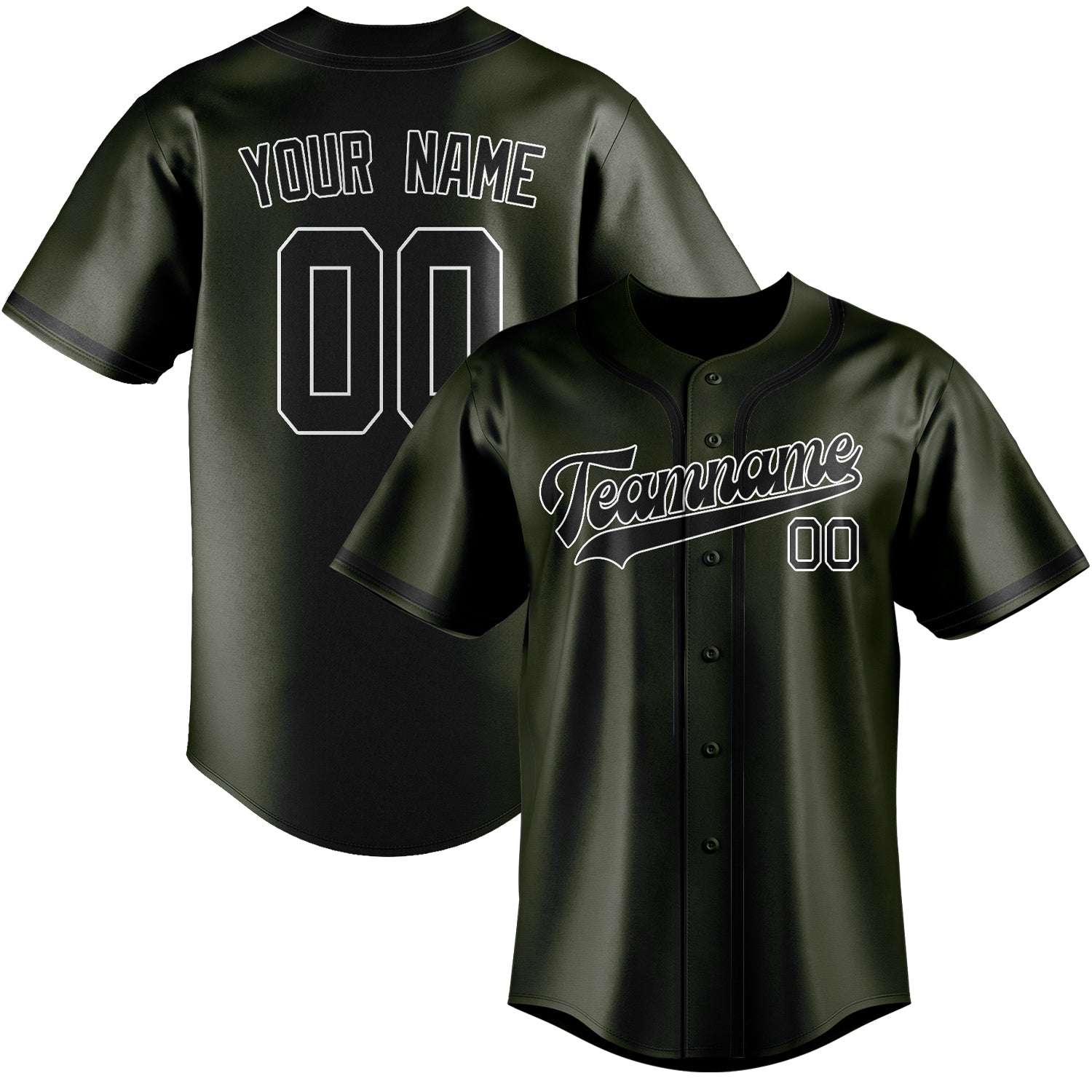 Benutzerdefiniertes Professionelles Dunkles Oliv Schwarz Baseballtrikot