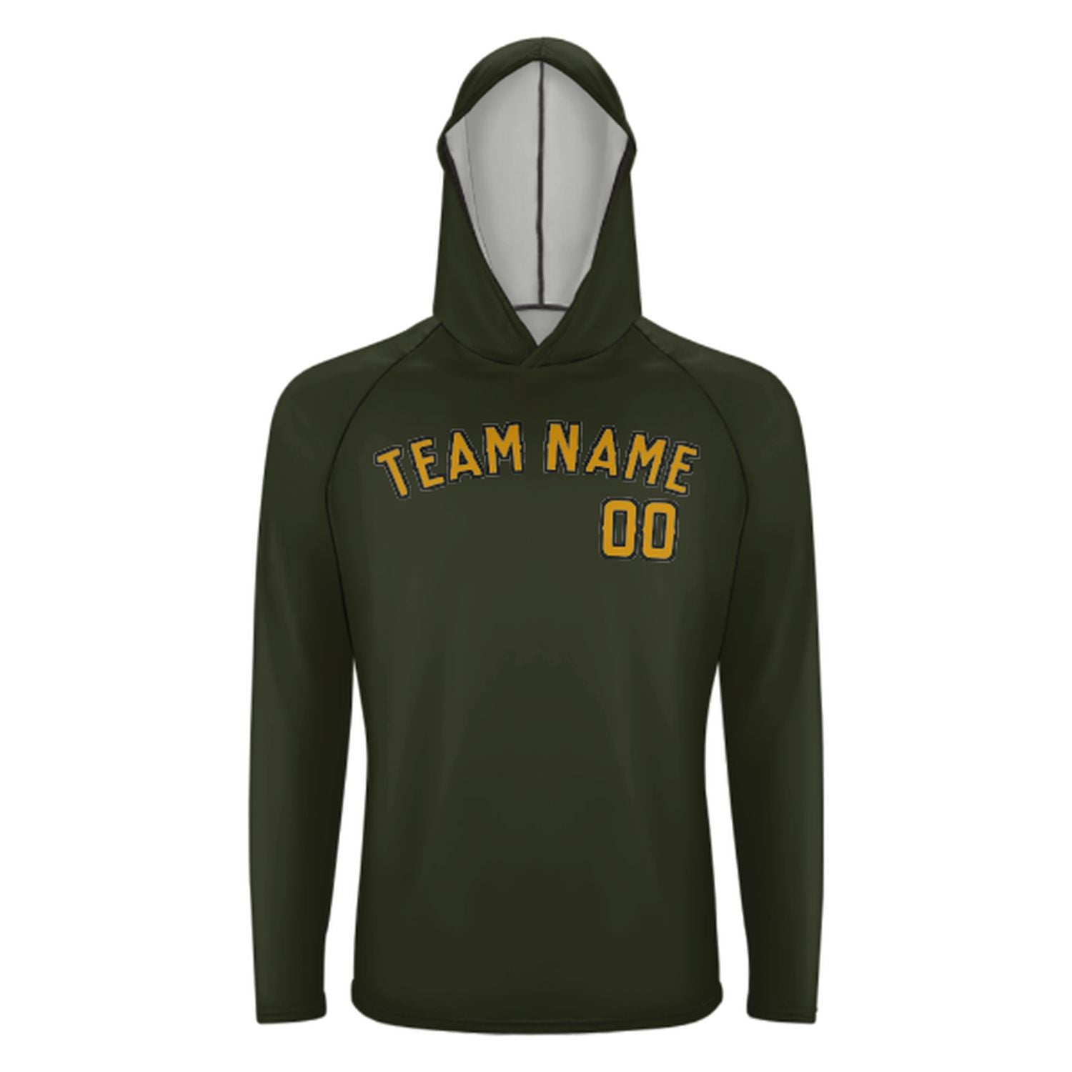 Maßgeschneidertes Dunkles Oliv Gelb UV-Hoodie