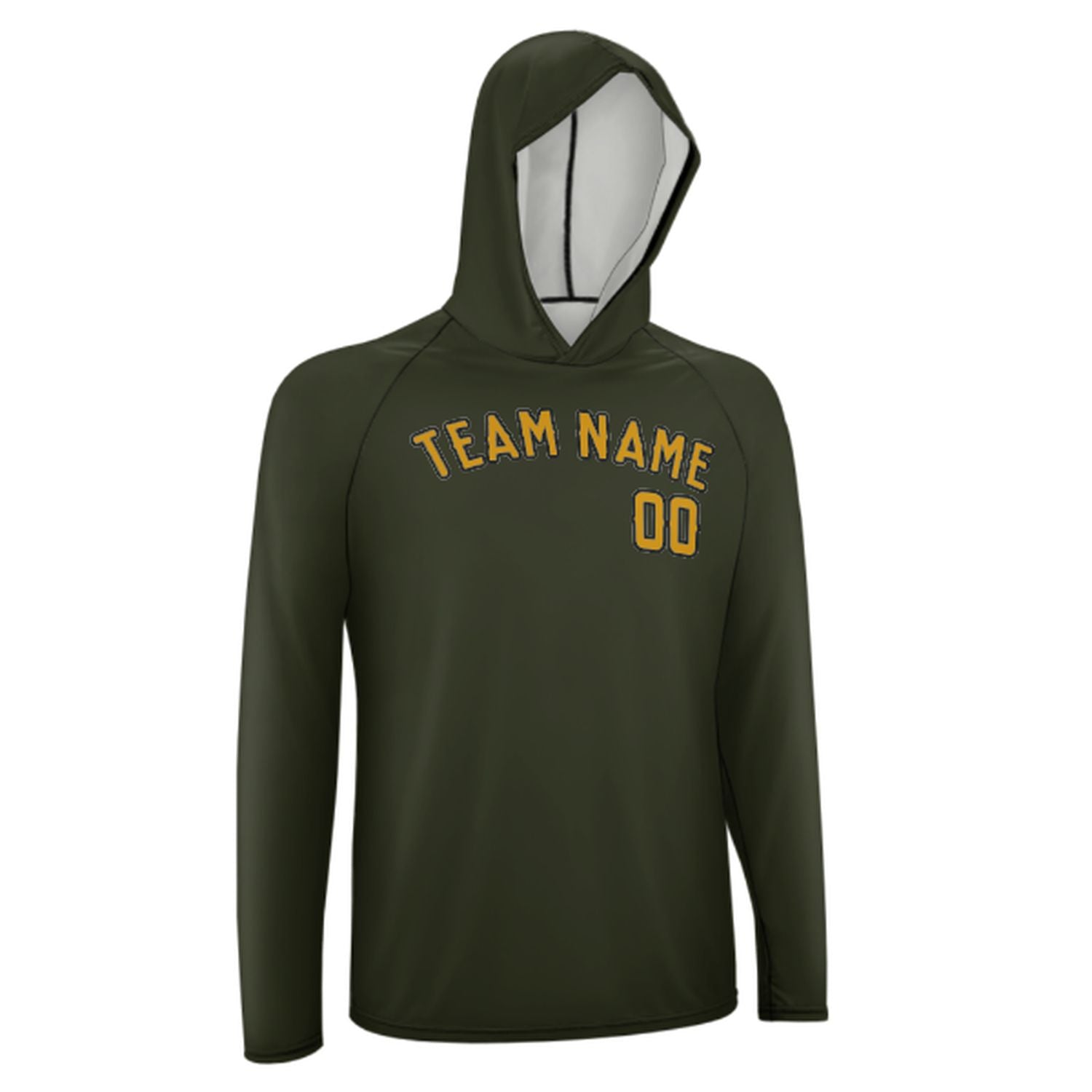 Maßgeschneidertes Dunkles Oliv Gelb UV-Hoodie