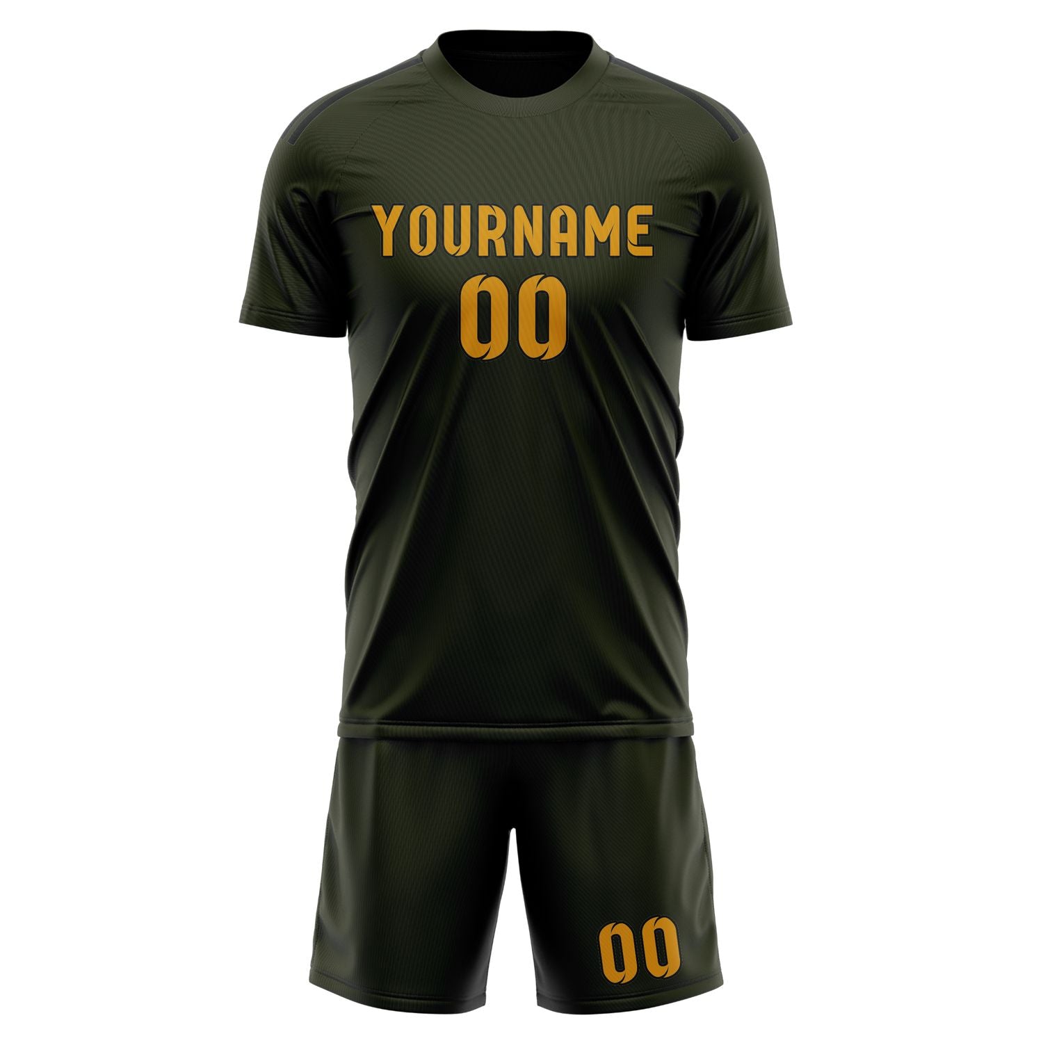 Maßgeschneidertes Professionelles Dunkles Oliv Gelb Fußballtrikot-Set