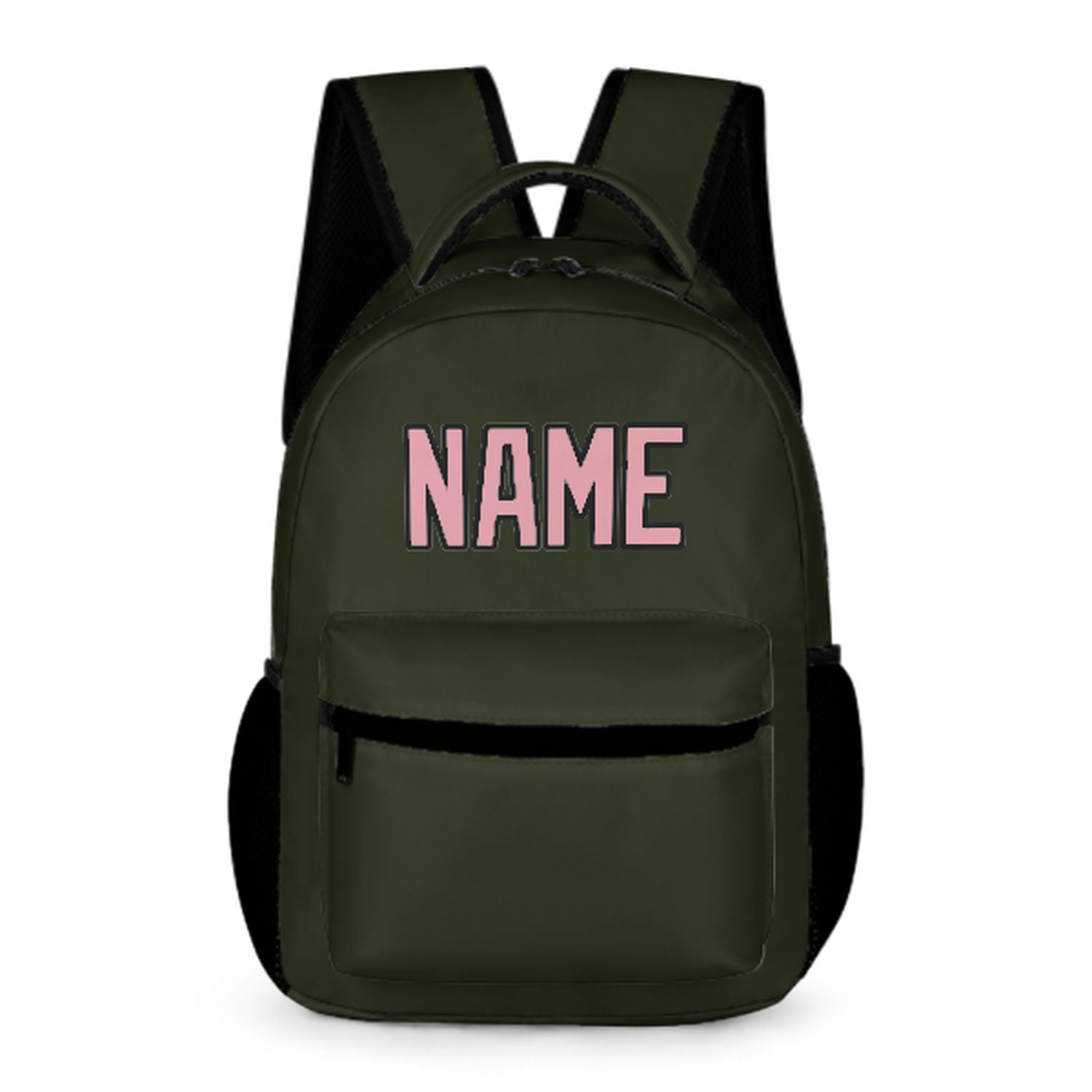 Zaino per bambini personalizzato color oliva scuro rosa
