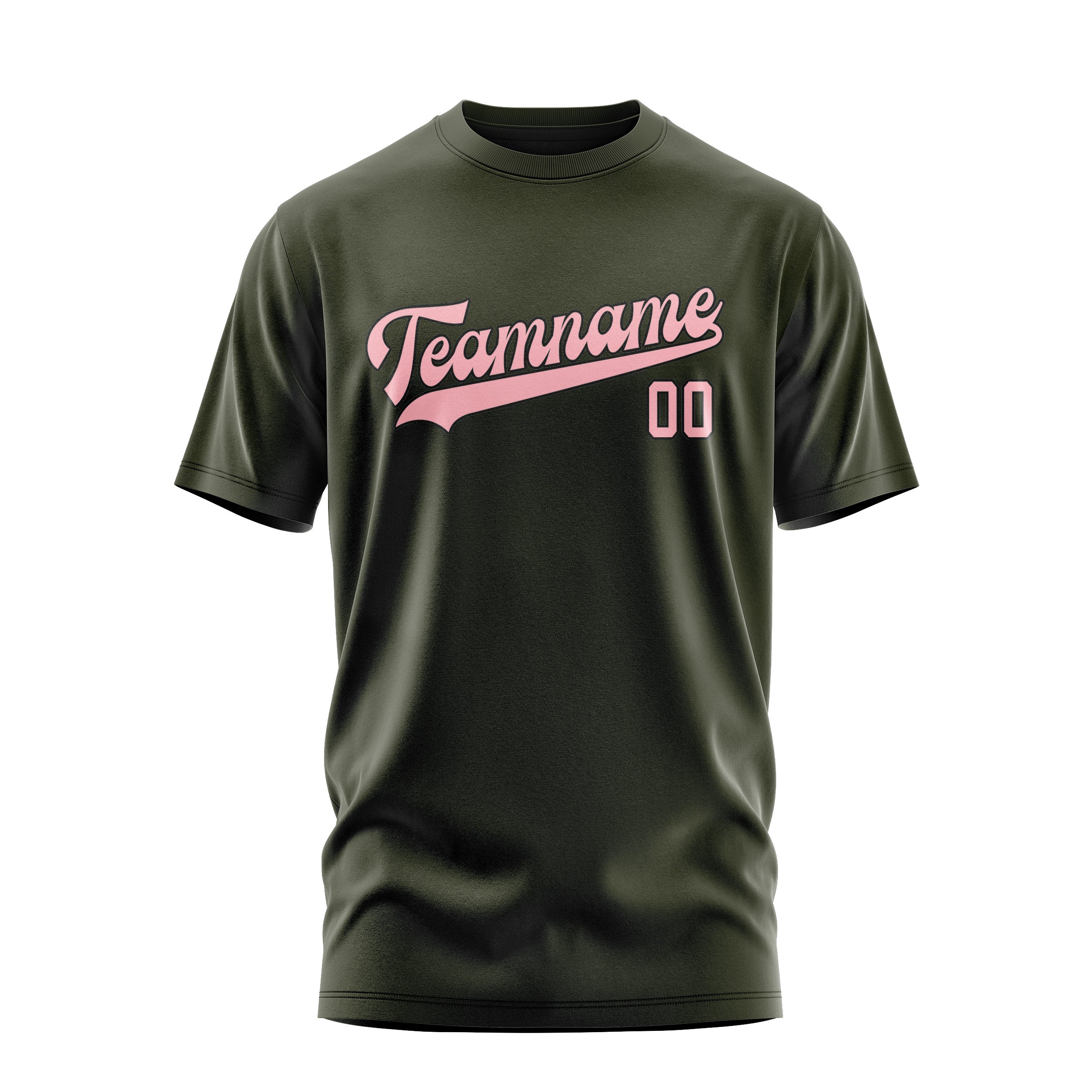 Maßgeschneidertes Dunkles Oliv Rosa T-Shirt