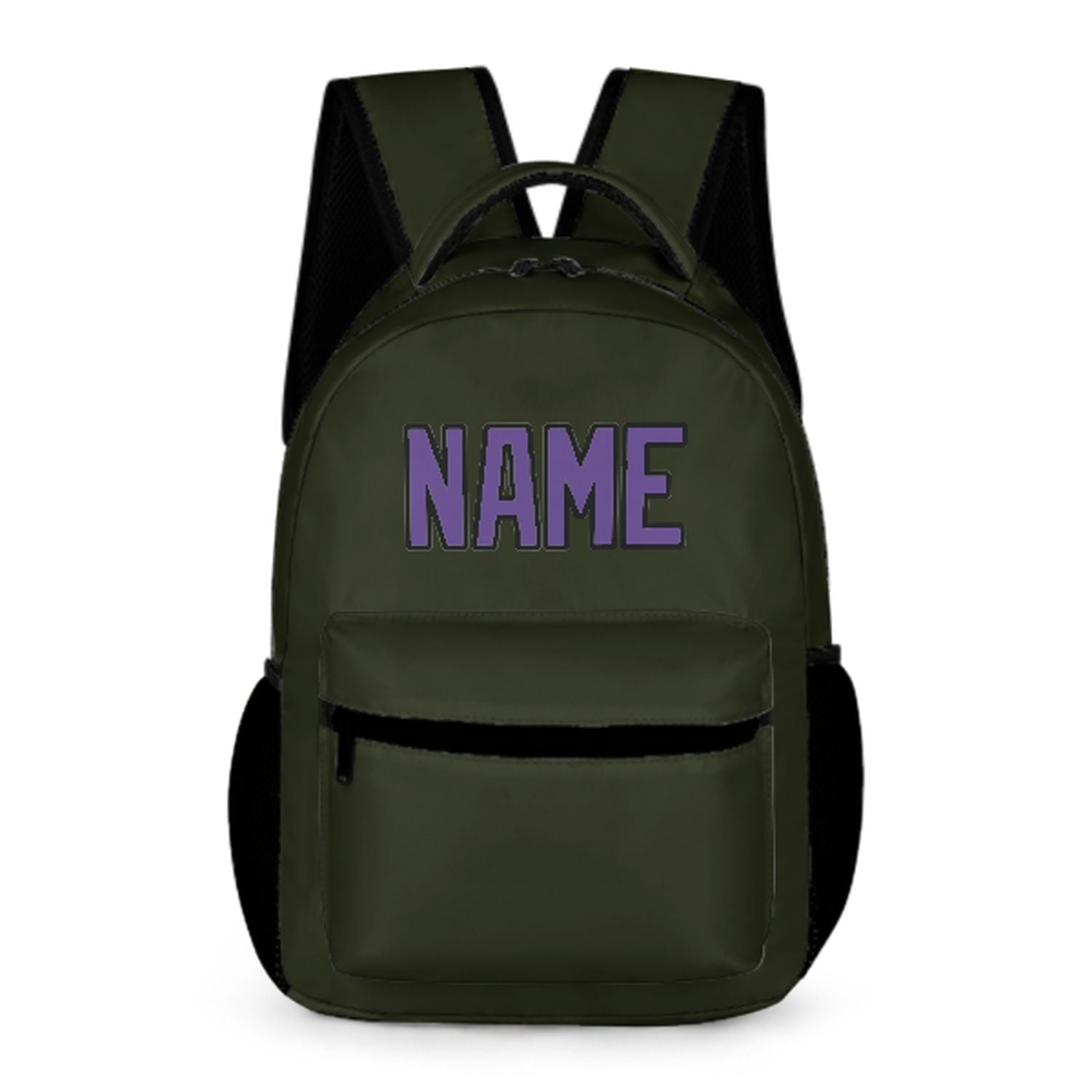 Zaino per bambini personalizzato color oliva scuro e lavanda