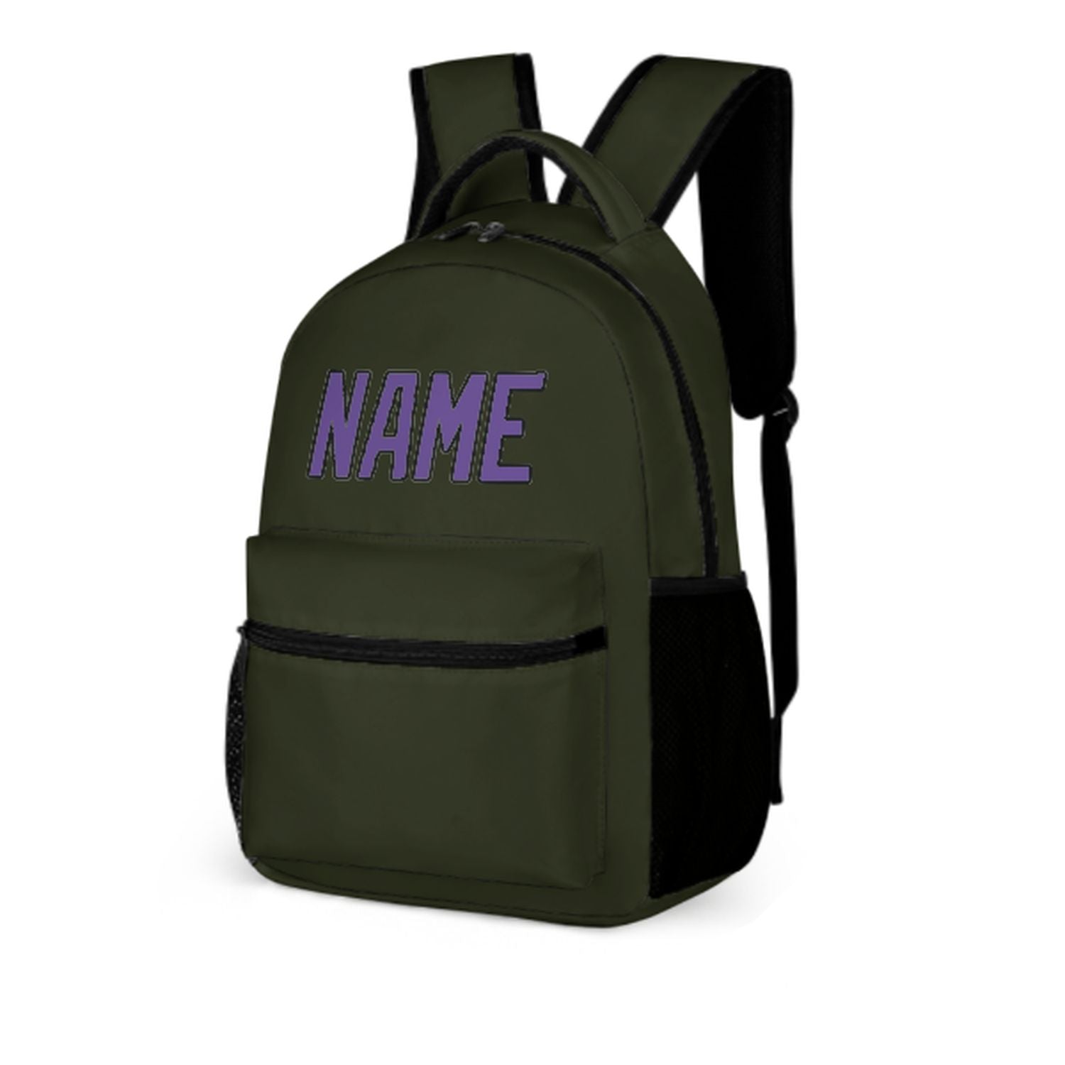 Zaino per bambini personalizzato color oliva scuro e lavanda