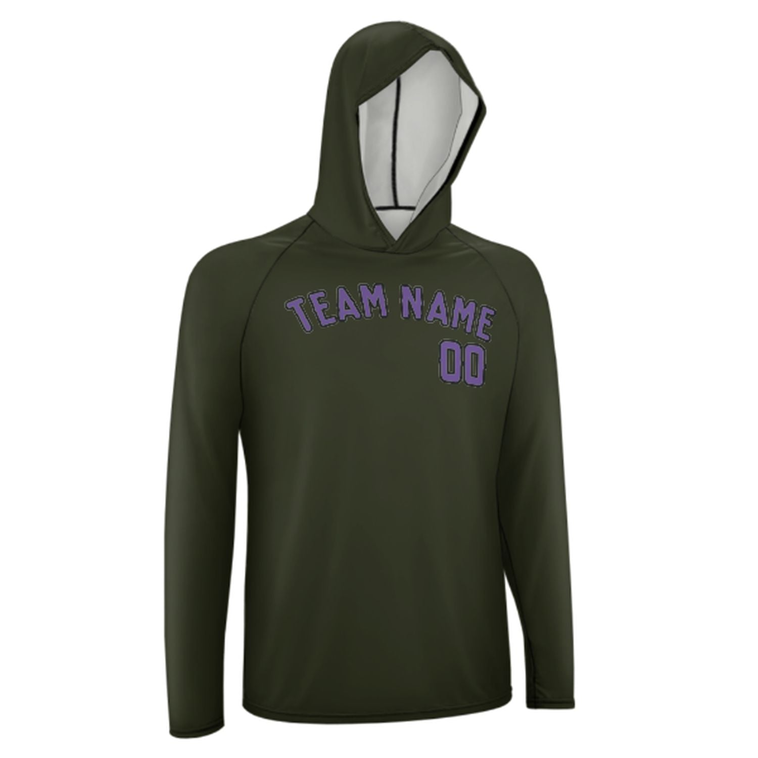 Maßgeschneidertes Dunkles Oliv Lavendel UV-Hoodie