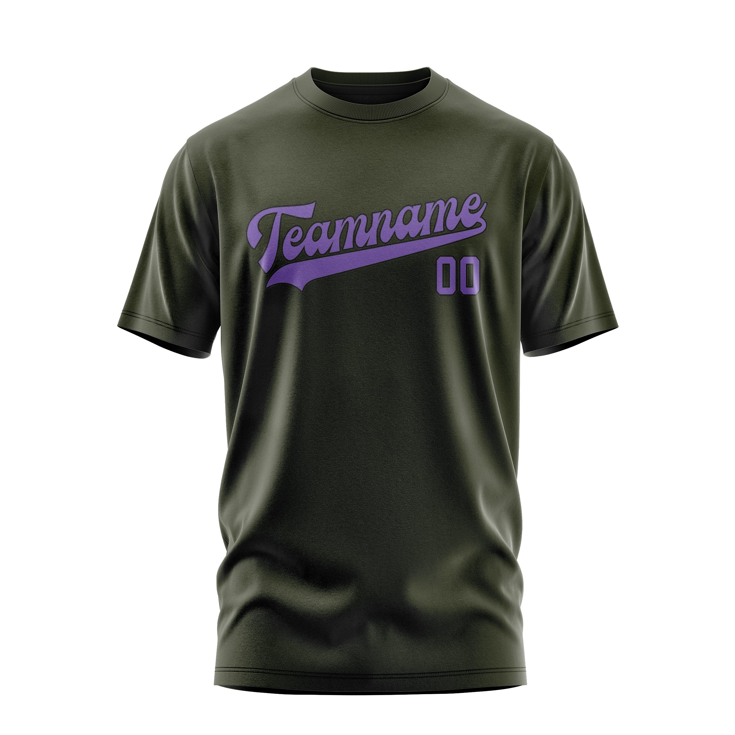 Maßgeschneidertes Dunkles Oliv Lavendel T-Shirt