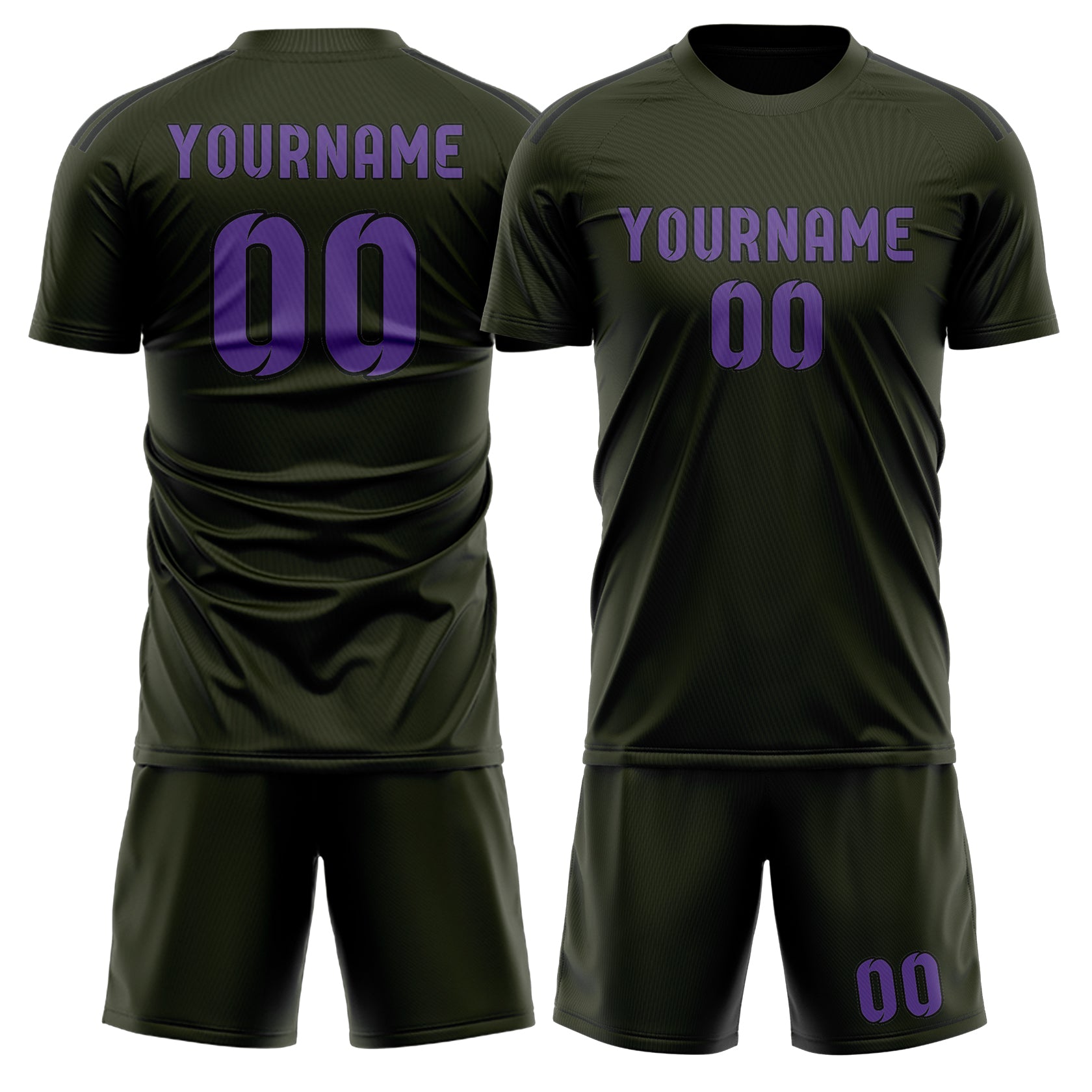 Maßgeschneidertes Professionelles Dunkles Oliv Lavendel Fußballtrikot-Set