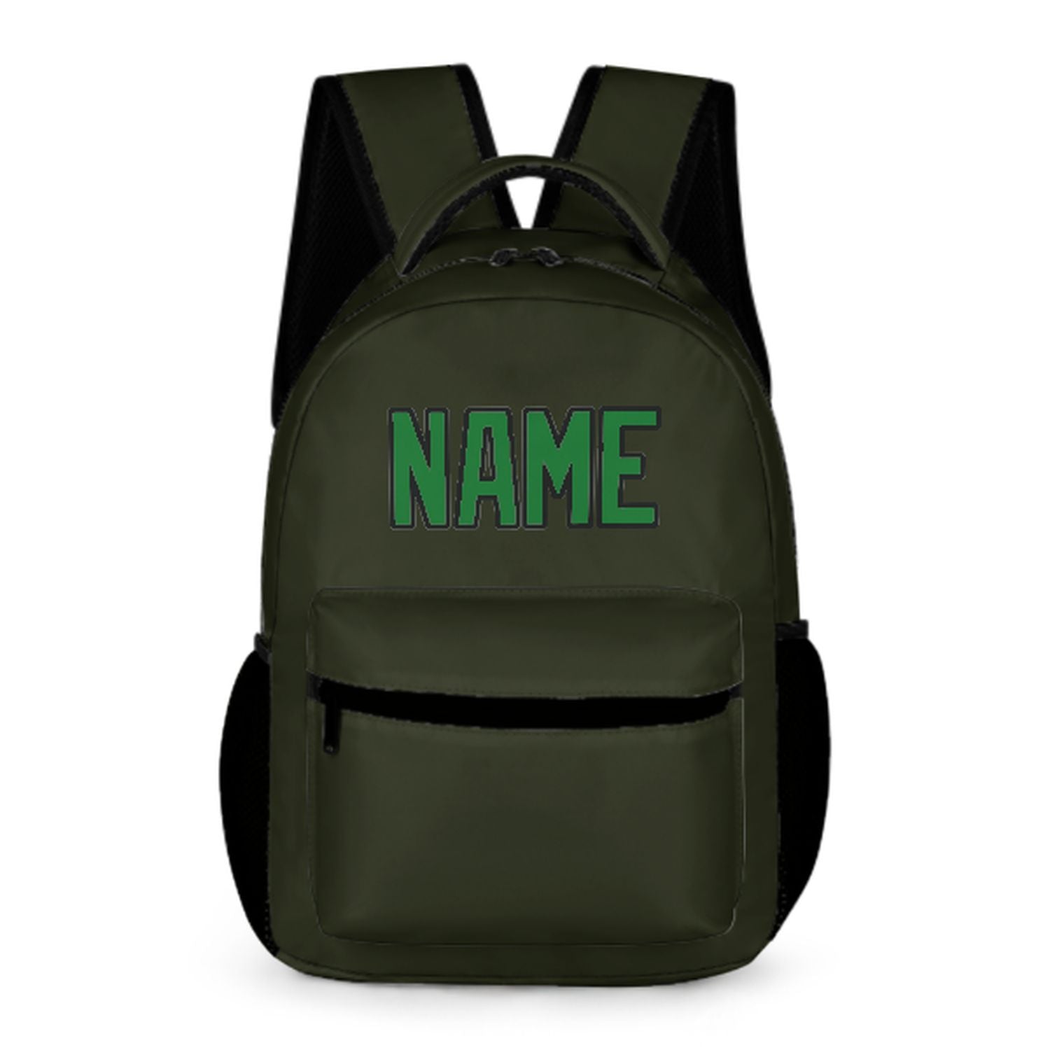 Zaino per bambini personalizzato color verde oliva scuro e verde smeraldo