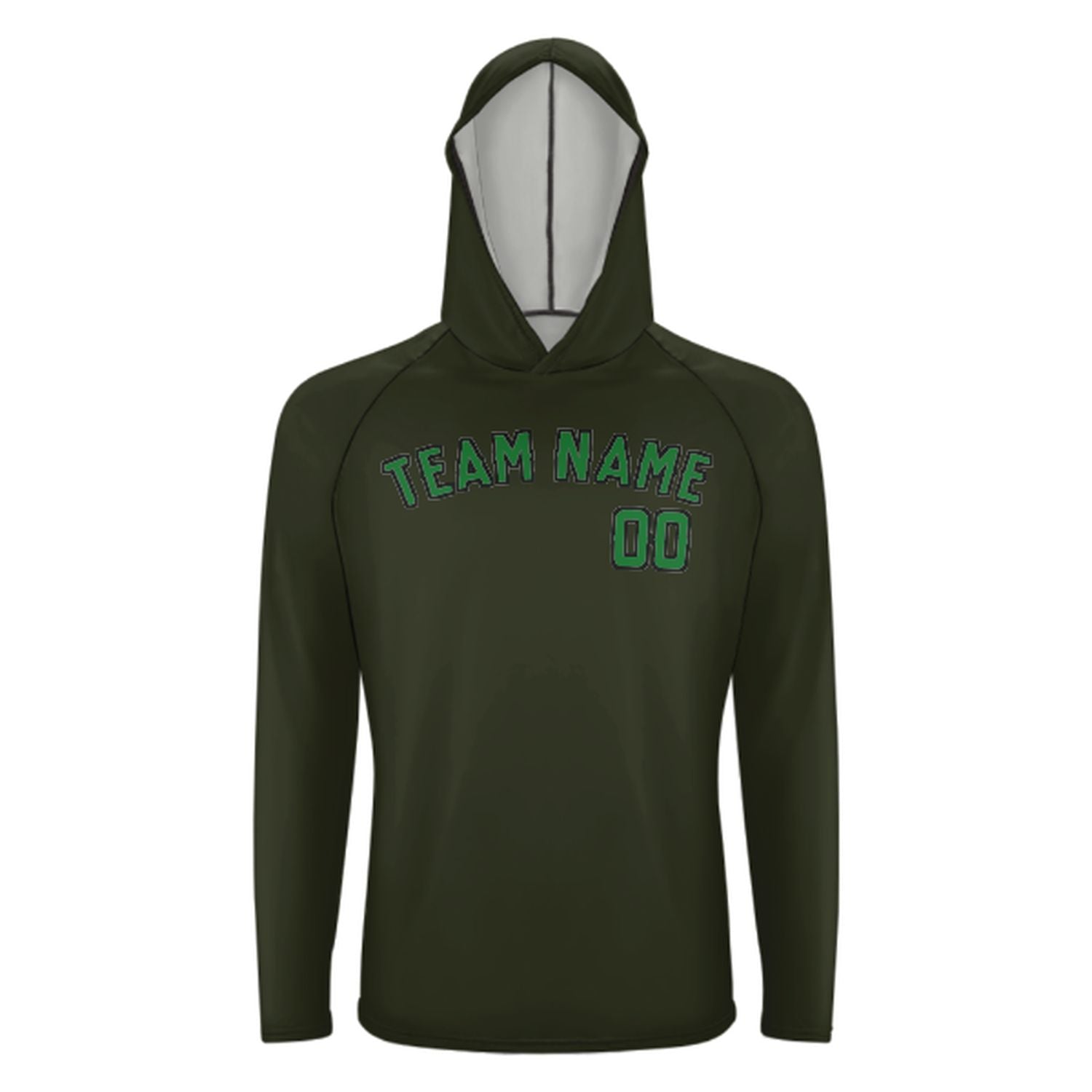 Maßgeschneidertes Dunkles Oliv Smaragdgrün UV-Hoodie