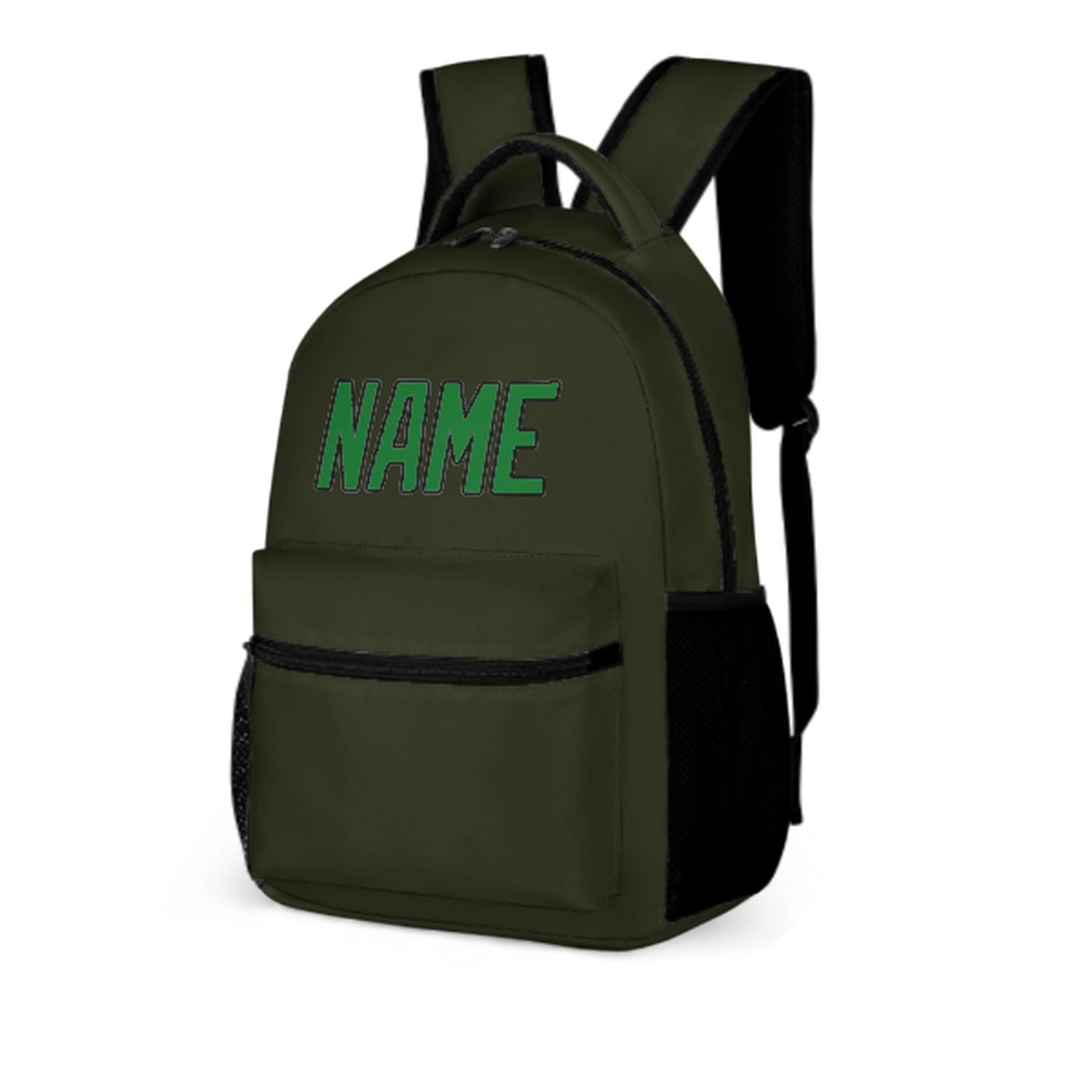 Zaino per bambini personalizzato color verde oliva scuro e verde smeraldo