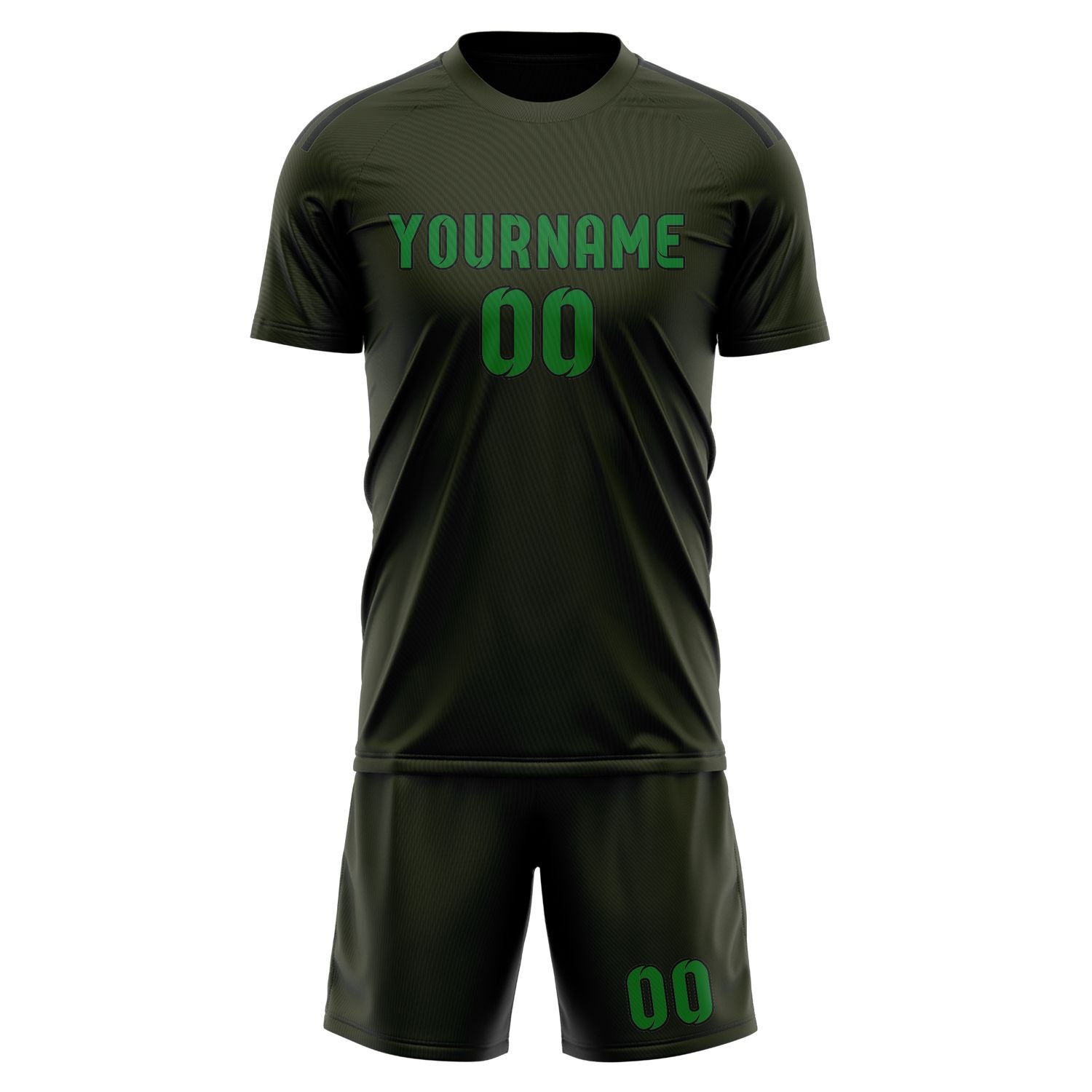 Maßgeschneidertes Professionelles Dunkles Oliv Smaragdgrün Fußballtrikot-Set