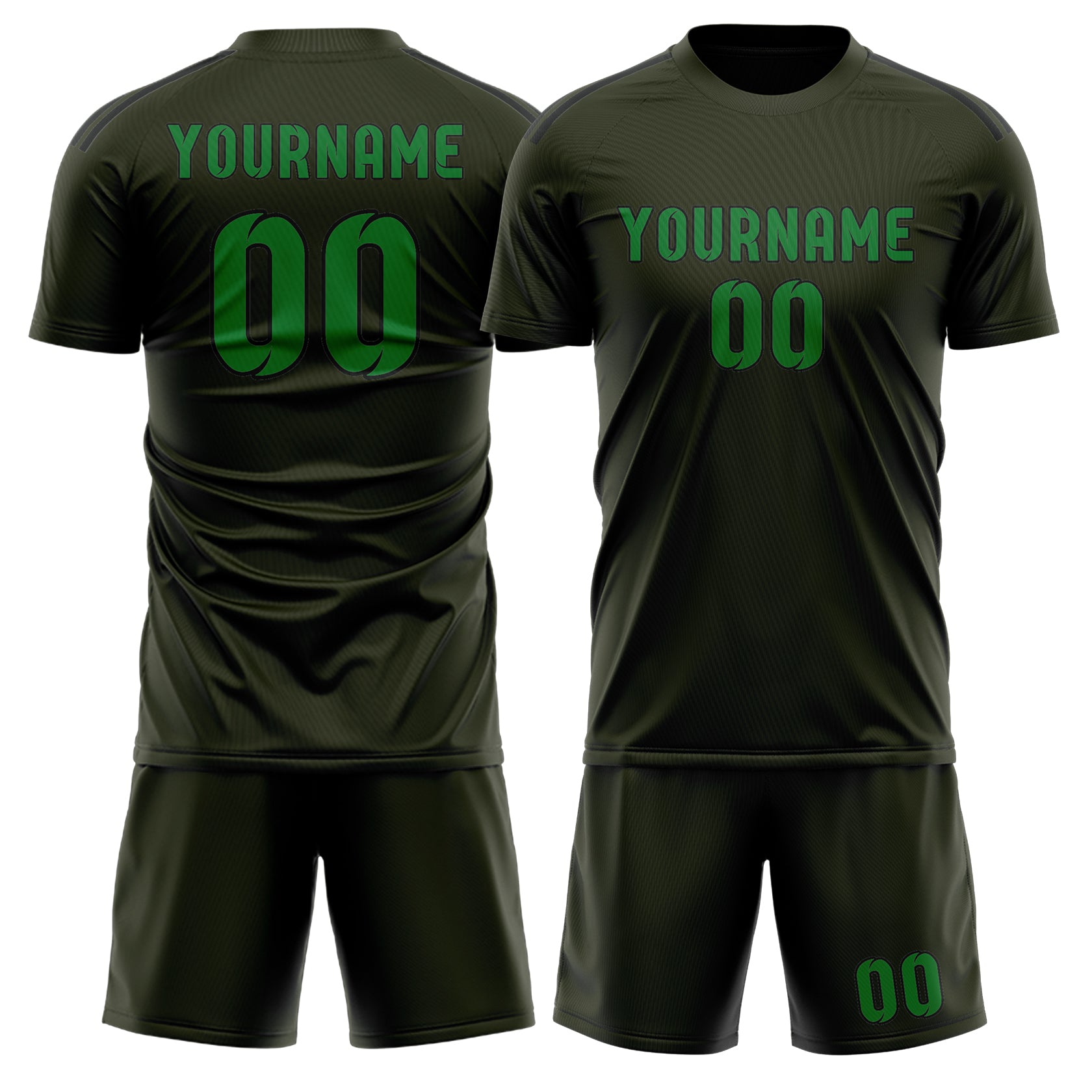 Maßgeschneidertes Professionelles Dunkles Oliv Smaragdgrün Fußballtrikot-Set