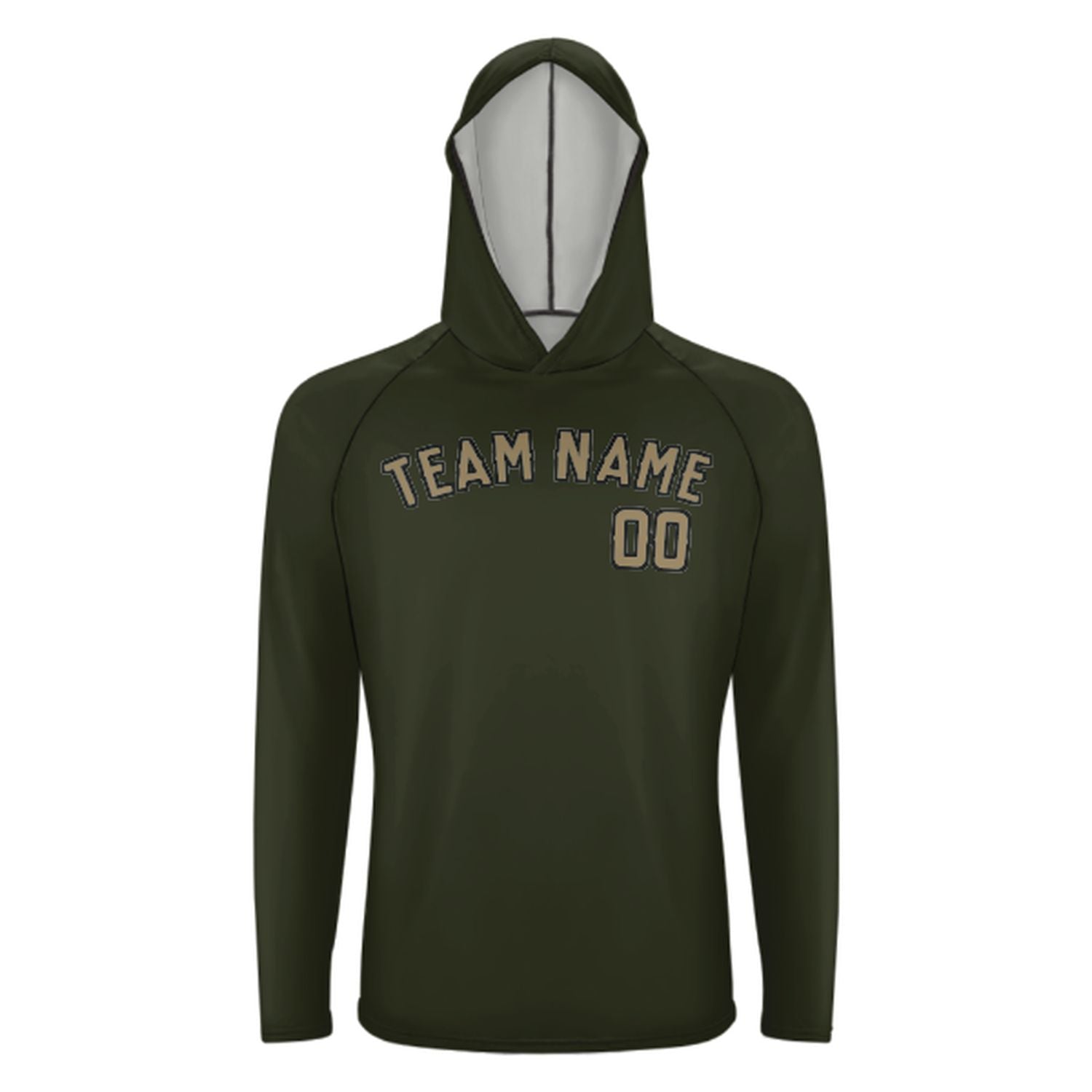 Maßgeschneidertes Dunkles Oliv Hellkhaki UV-Hoodie