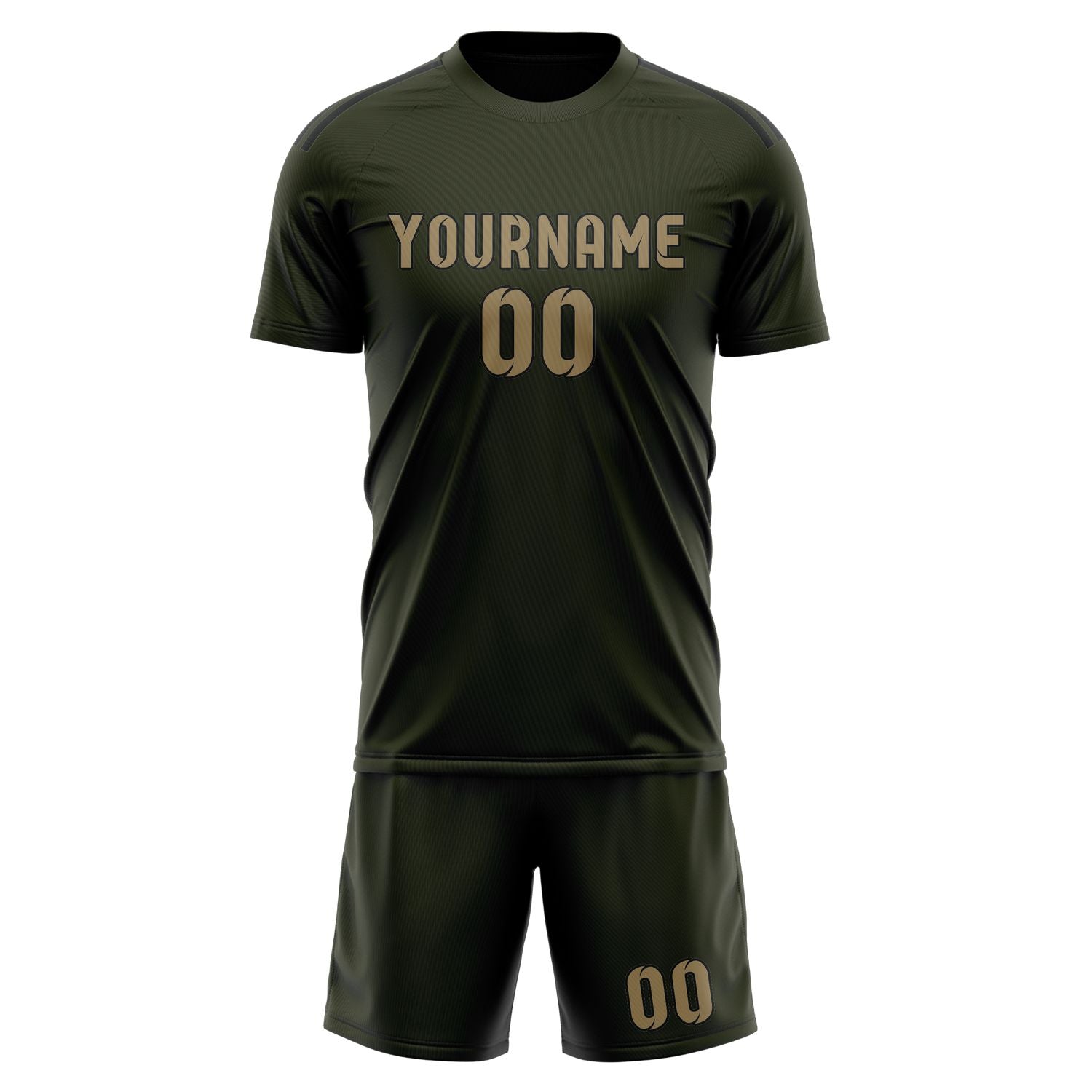 Maßgeschneidertes Professionelles Dunkles Oliv Hellkhaki Fußballtrikot-Set