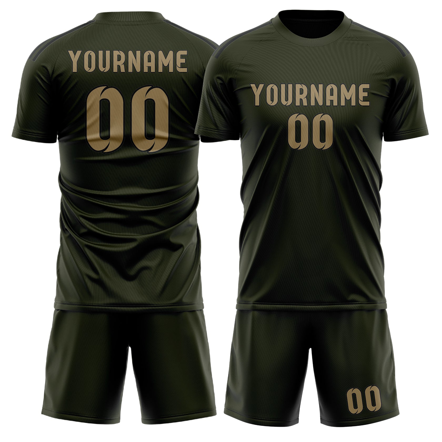Maßgeschneidertes Professionelles Dunkles Oliv Hellkhaki Fußballtrikot-Set